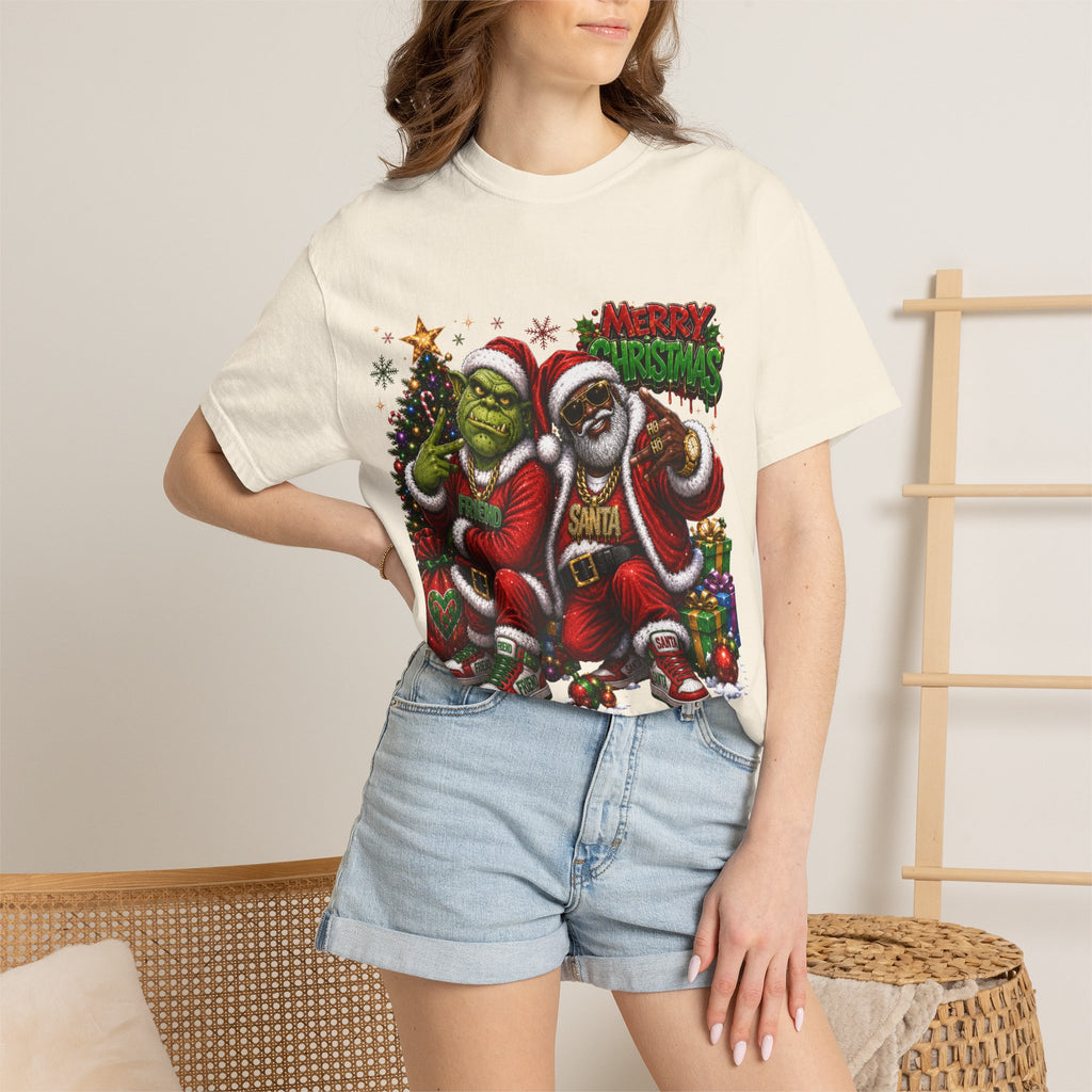 Santa and Friend Merry Christmas Shirt – Hip Hop Holiday Tee | Funny Christmas Gift