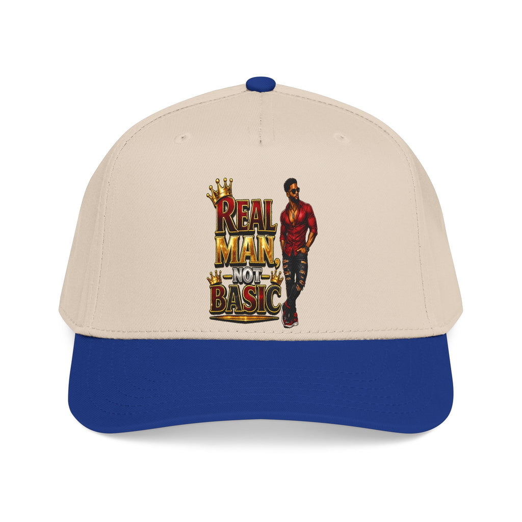 Real Man, Not Basic Ball Cap | King Crown Embroidered Snapback Hat