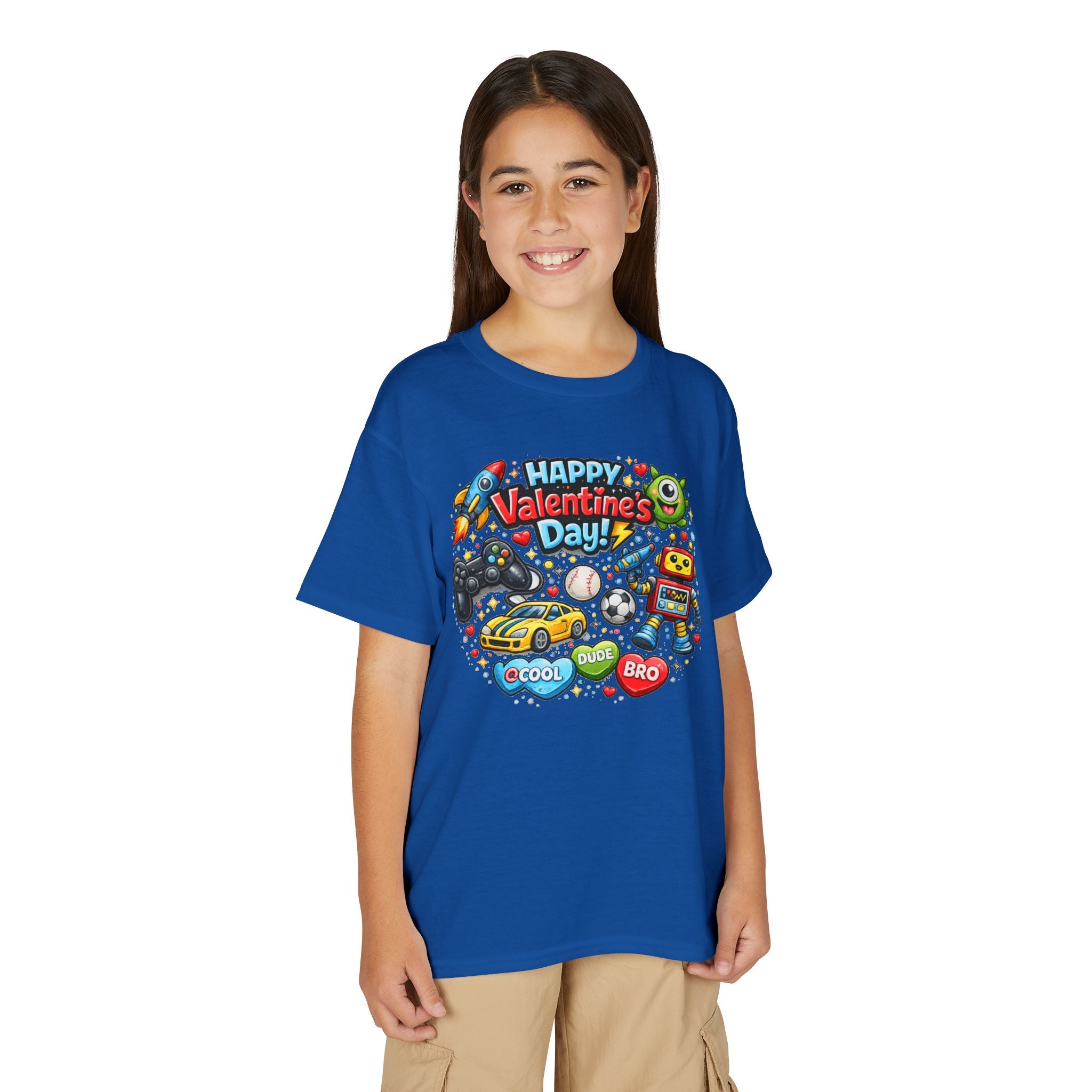 Happy Valentine's Day Cool Dude Bro Youth T-Shirt – Boys Gamer Robot Tee