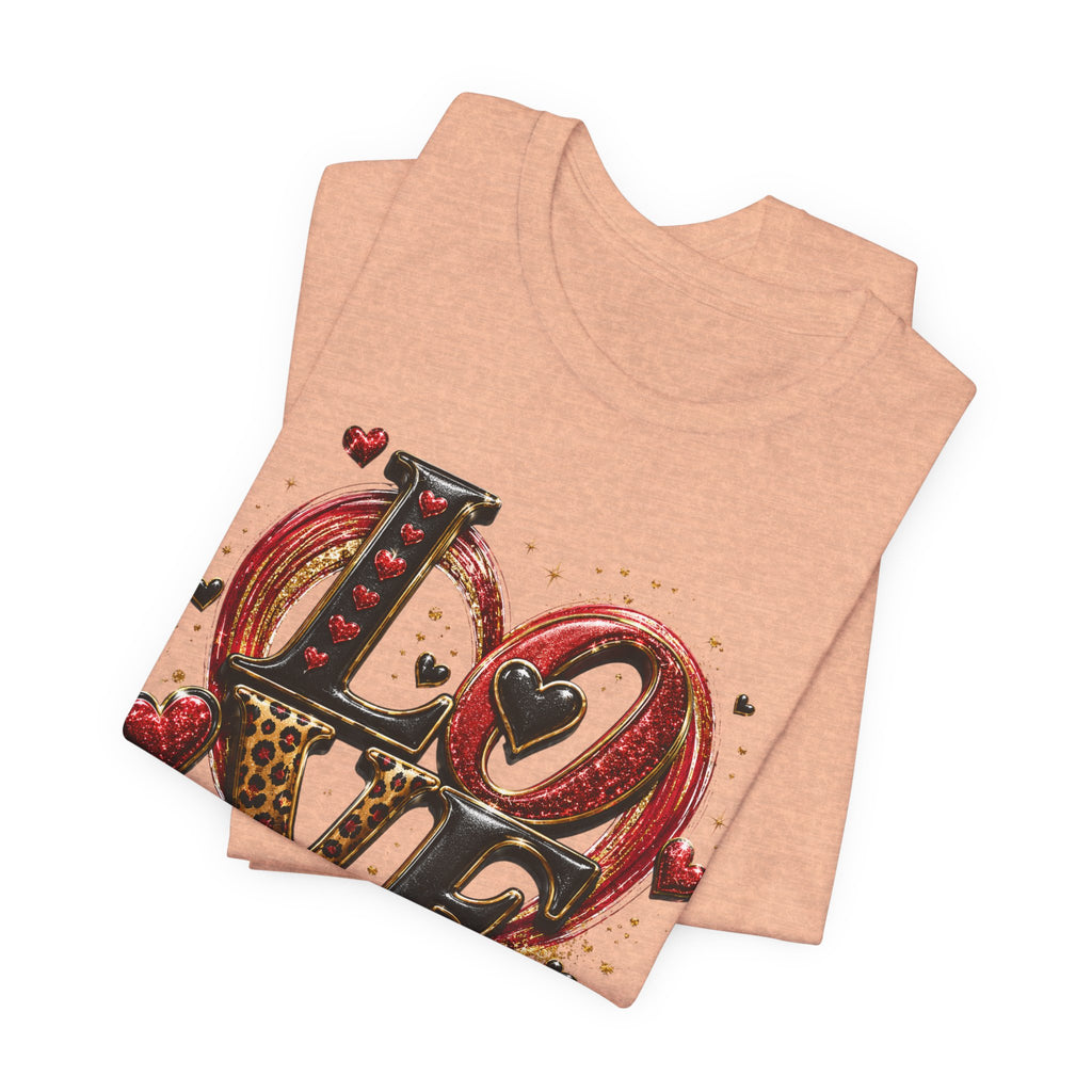 LOVE – Leopard Print & Glitter Valentine's Day T-Shirt