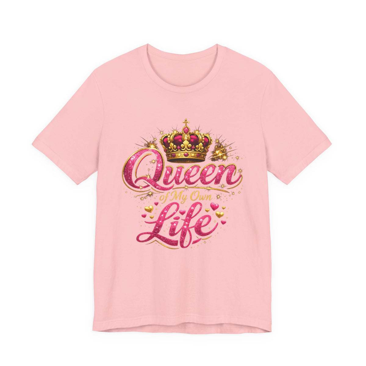 Queen of My Own Life T-Shirt | Crown Glitter Graphic Tee for Women