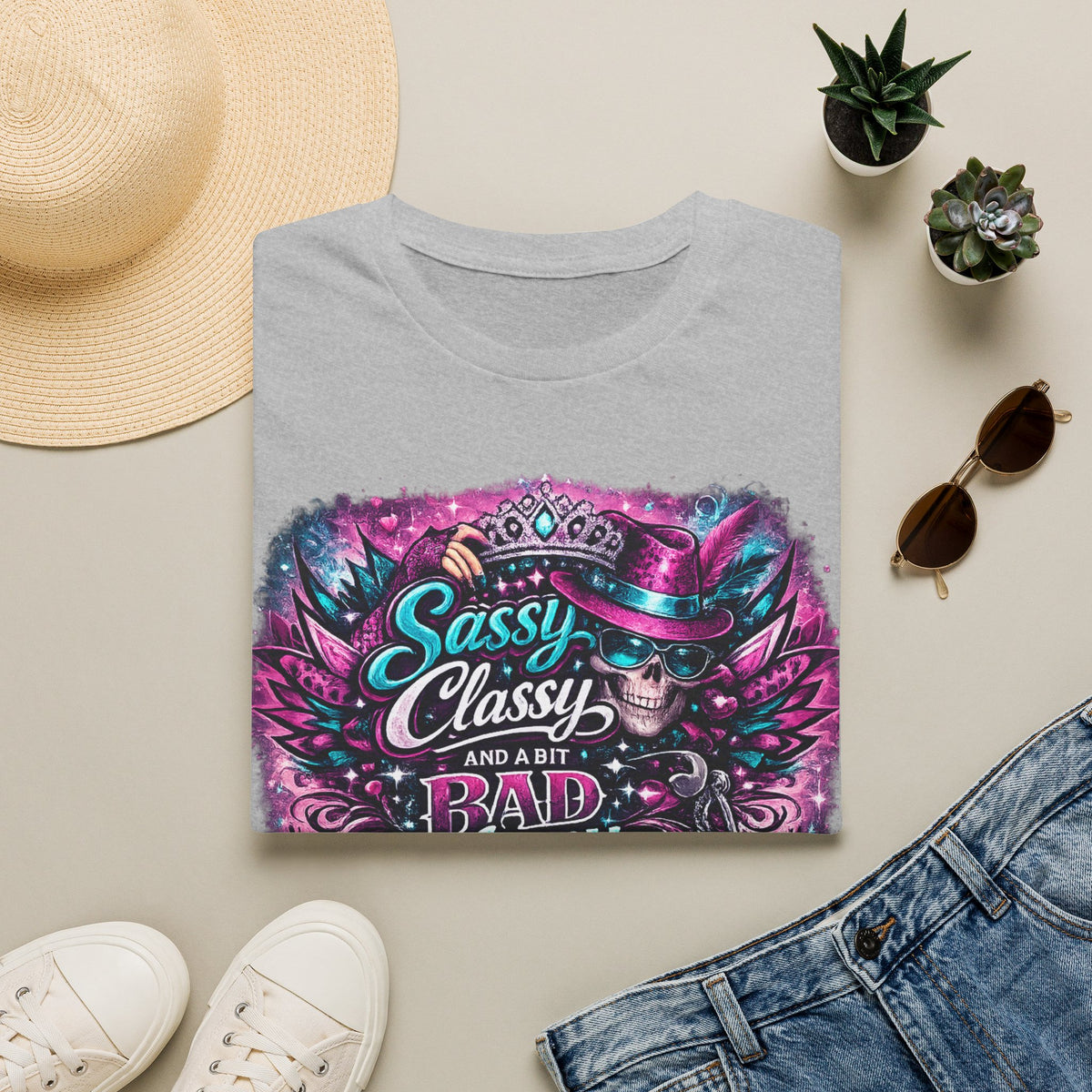 Sassy Classy And A Bit Bad Assey T-Shirt | Skeleton Queen Women's Graphic Tee