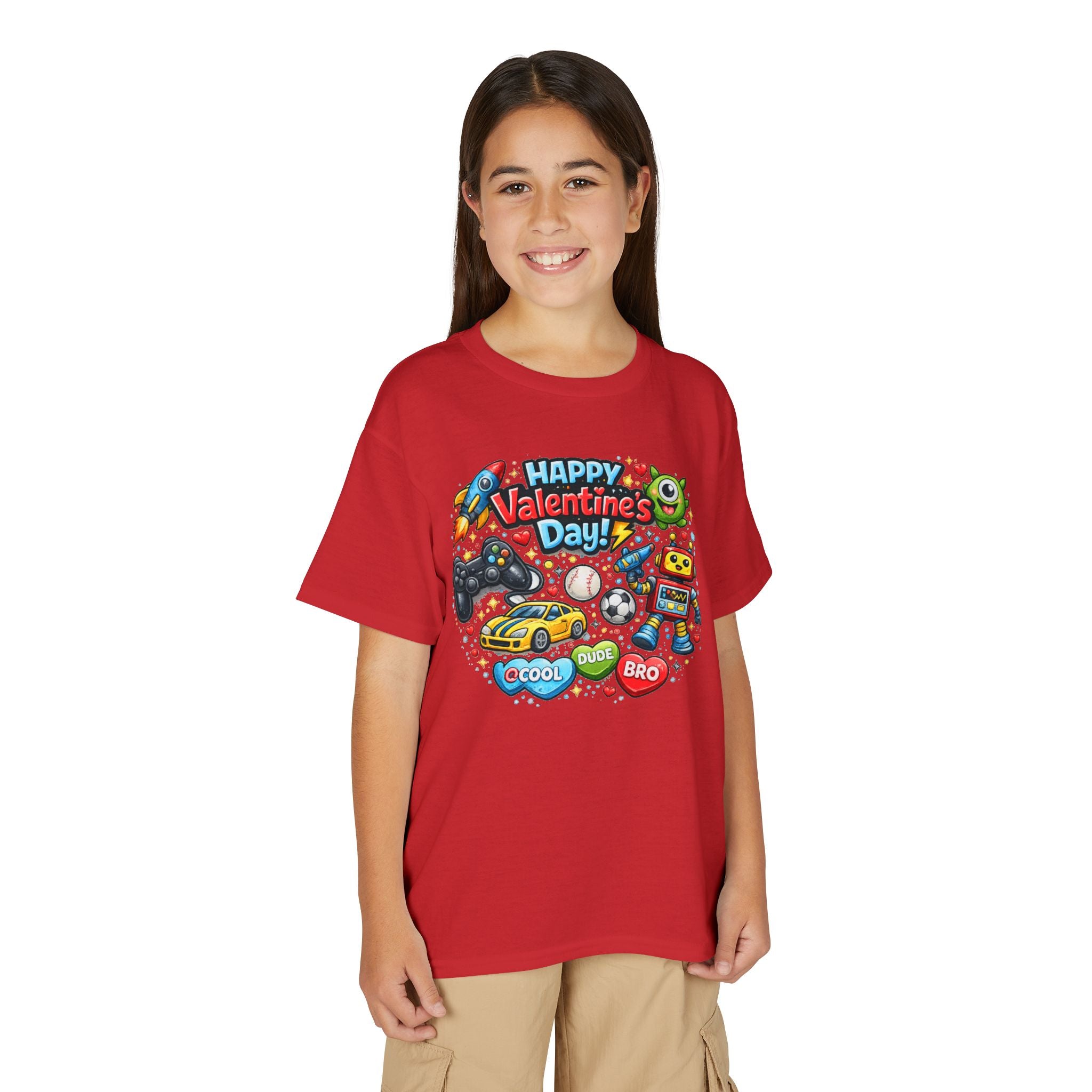 Happy Valentine's Day Cool Dude Bro Youth T-Shirt – Boys Gamer Robot Tee