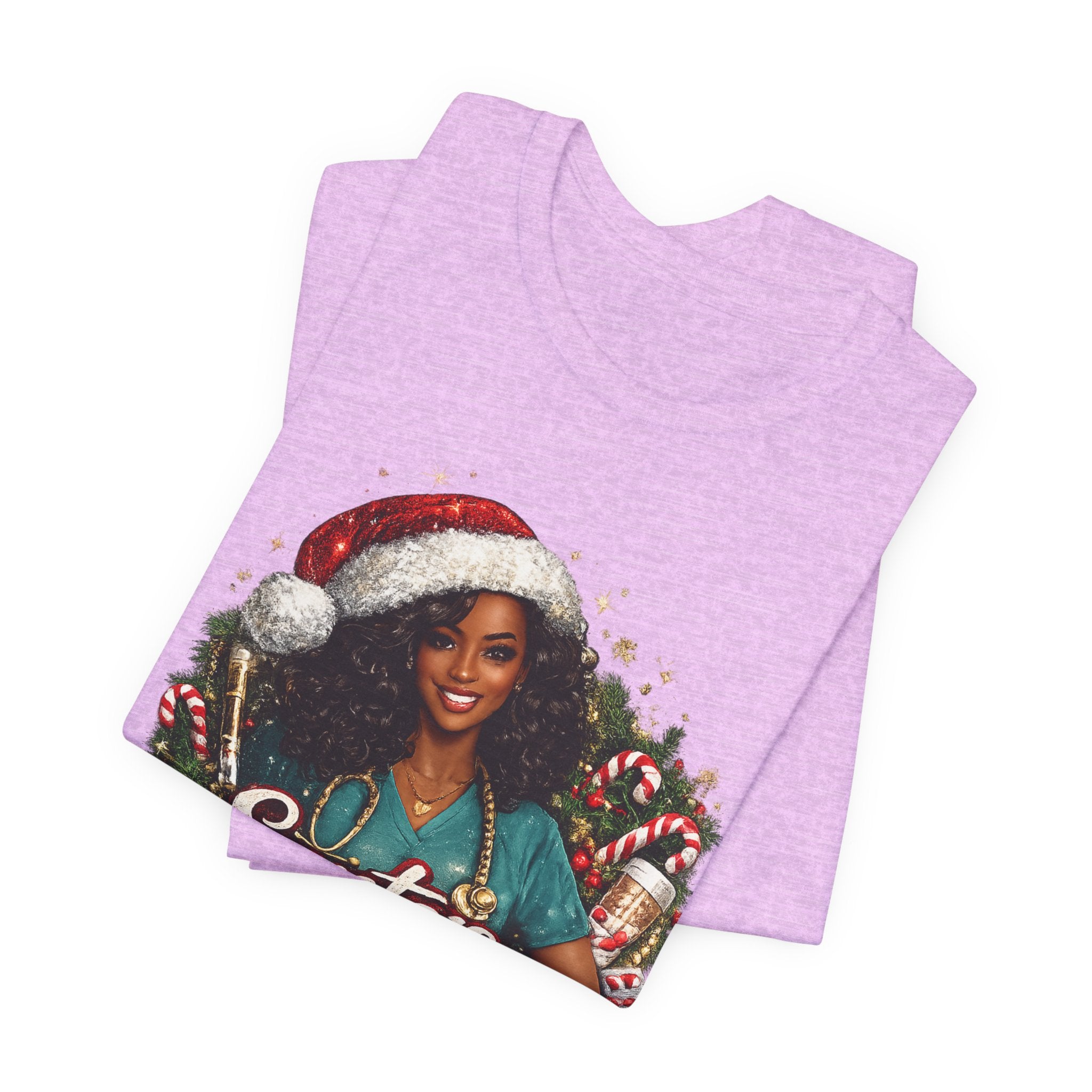 Santa's Favorite Nurse – Black Nurse Christmas T-Shirt