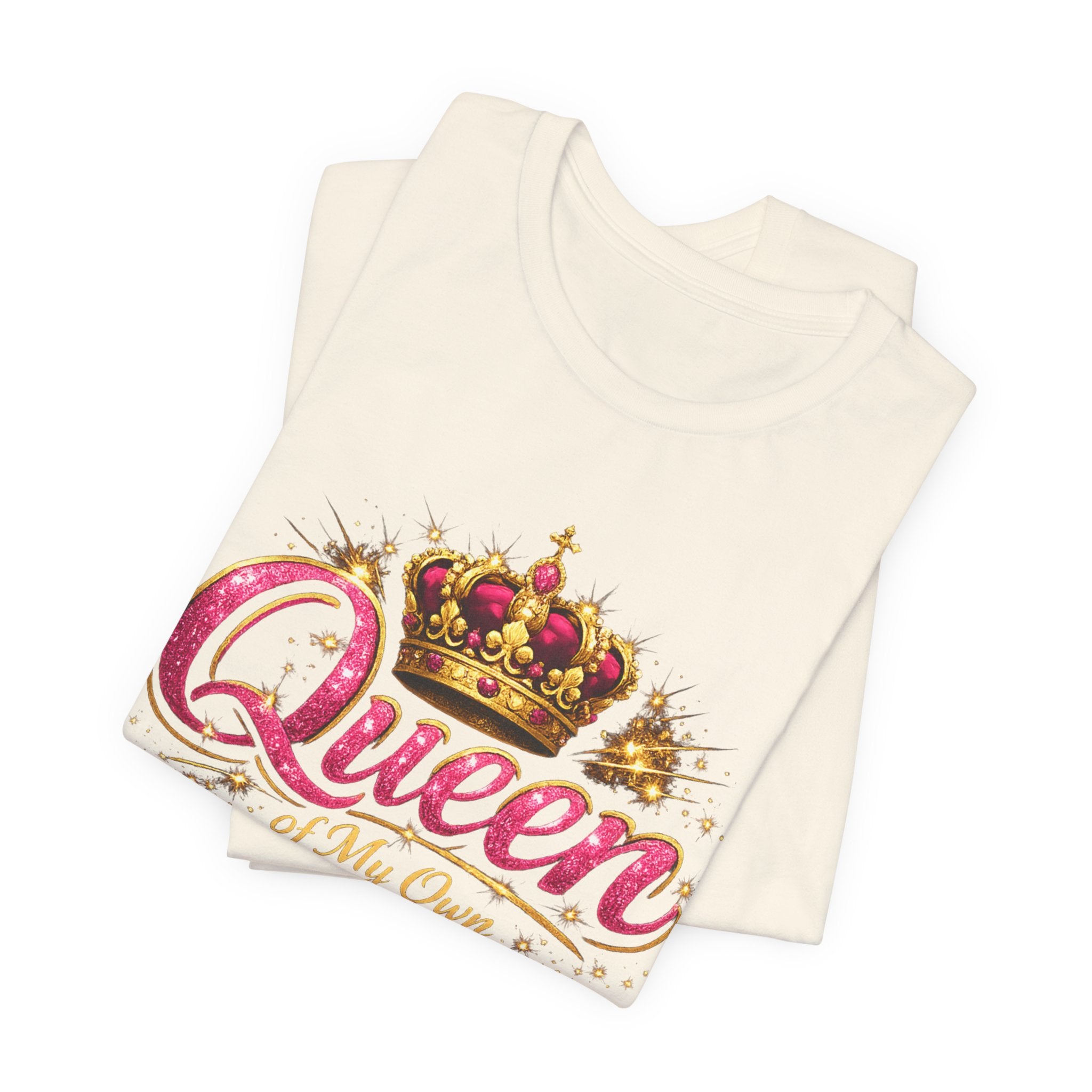 Queen of My Own Life T-Shirt | Crown Glitter Graphic Tee for Women
