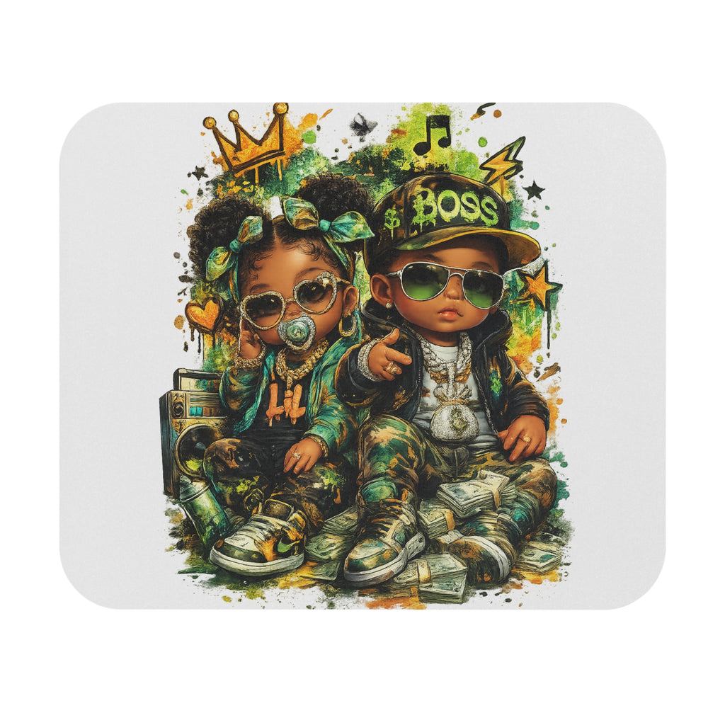 Lil King & Queen Mouse Pad | Hip Hop Baby Camo Desk Pad | Urban Streetwear Office Accessory