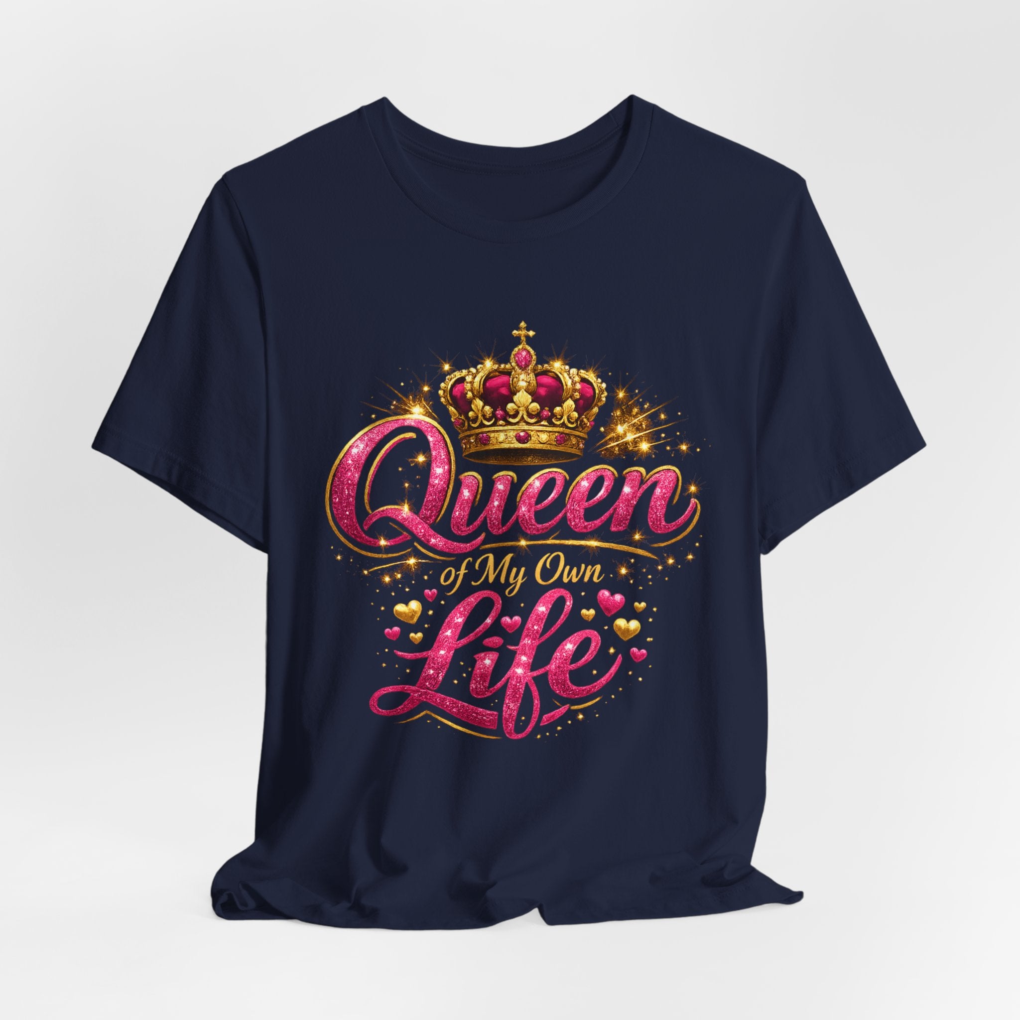 Queen of My Own Life T-Shirt | Crown Glitter Graphic Tee for Women