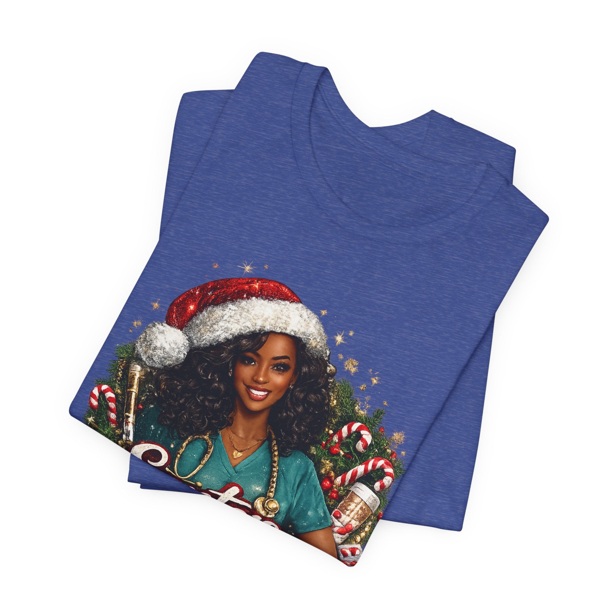 Santa's Favorite Nurse – Black Nurse Christmas T-Shirt