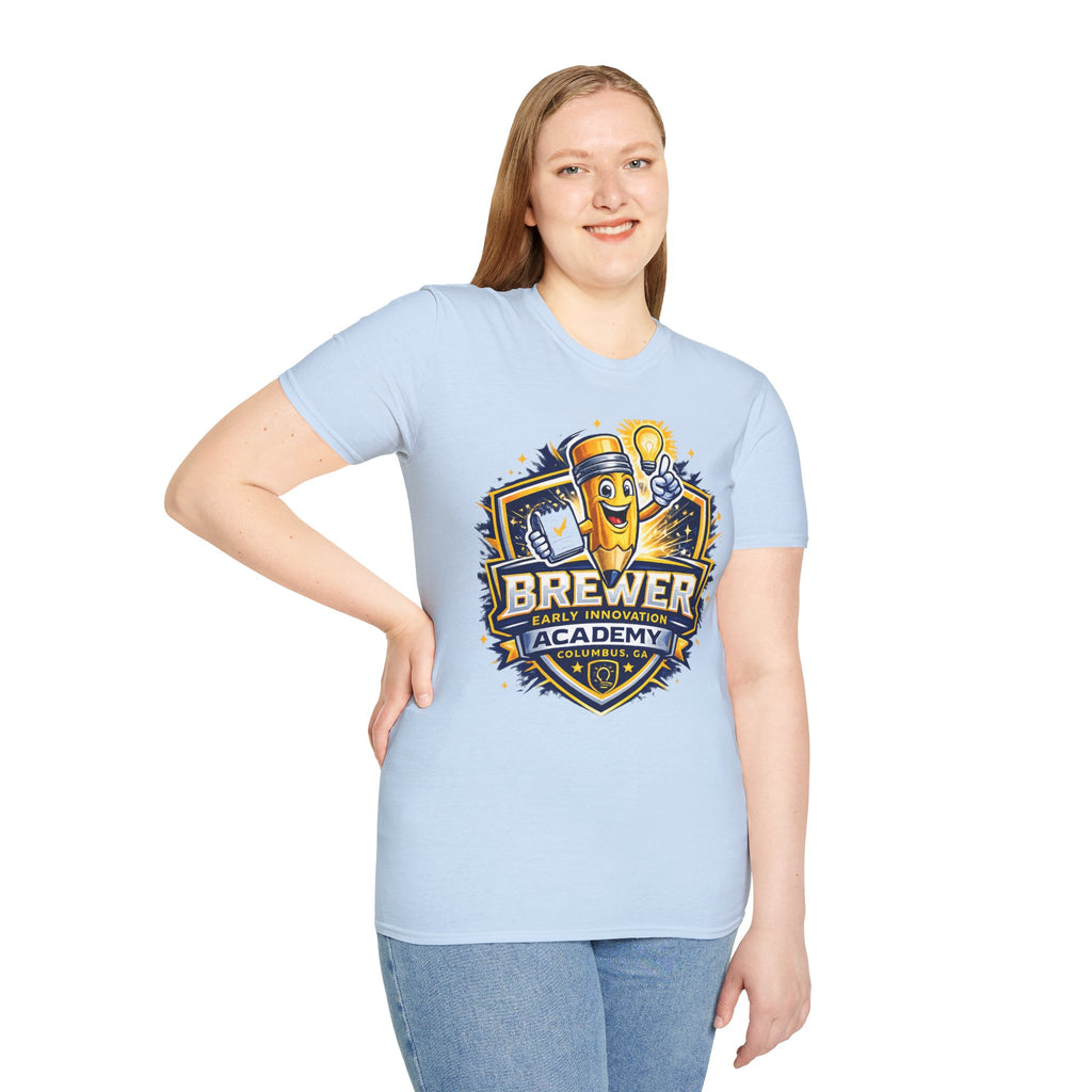 Brewer Early Innovation Academy T-Shirt | Columbus GA School Spirit Tee | BEIA Pencil Mascot Graphic Tee