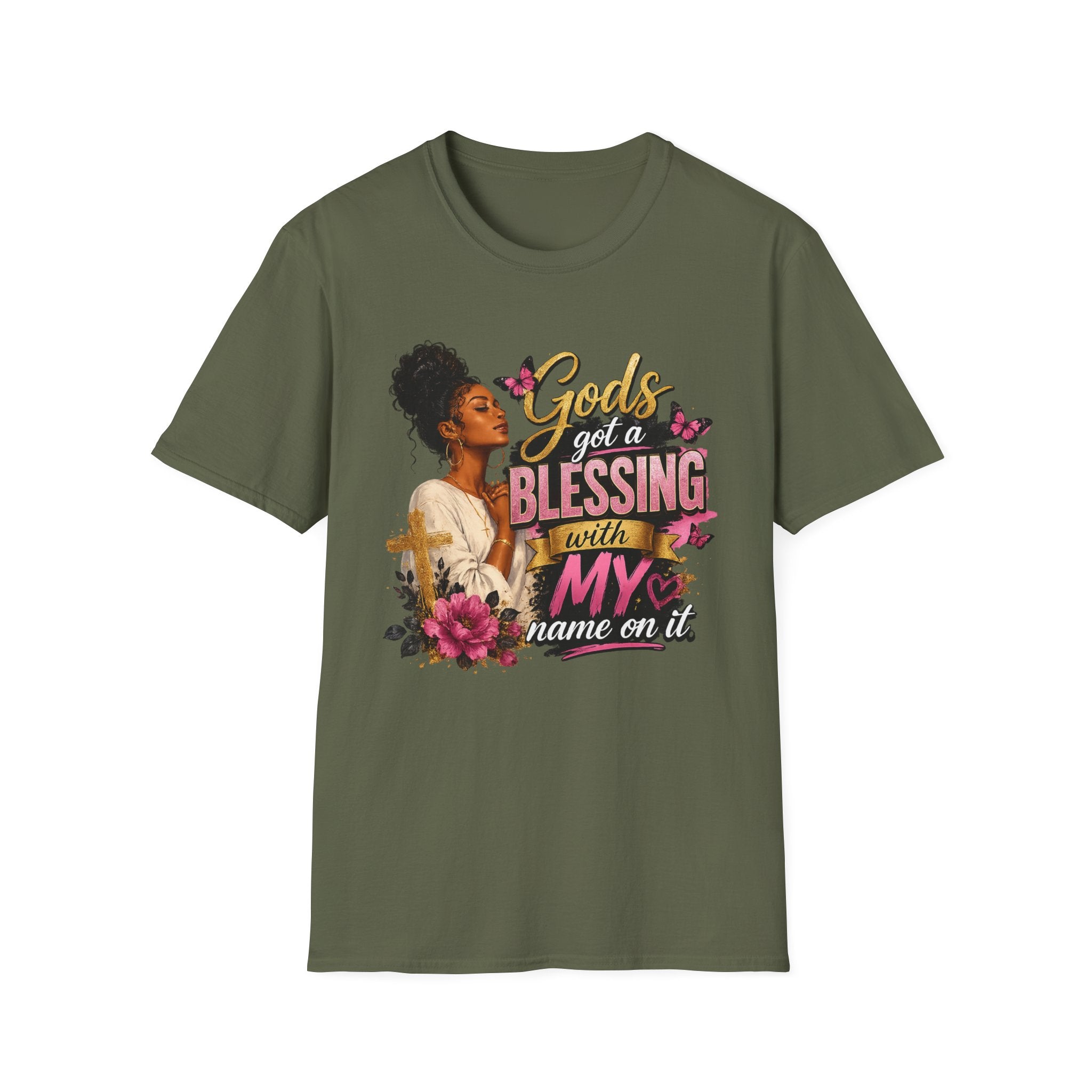God's Got a Blessing With My Name On It T-Shirt | Faith Tee | Black Woman Prayer Graphic Tee