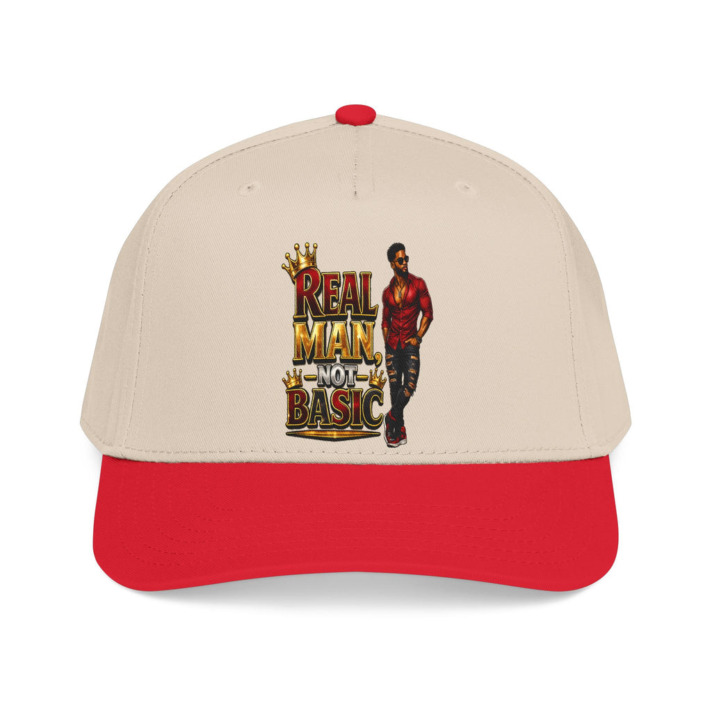 Real Man, Not Basic Ball Cap | King Crown Embroidered Snapback Hat