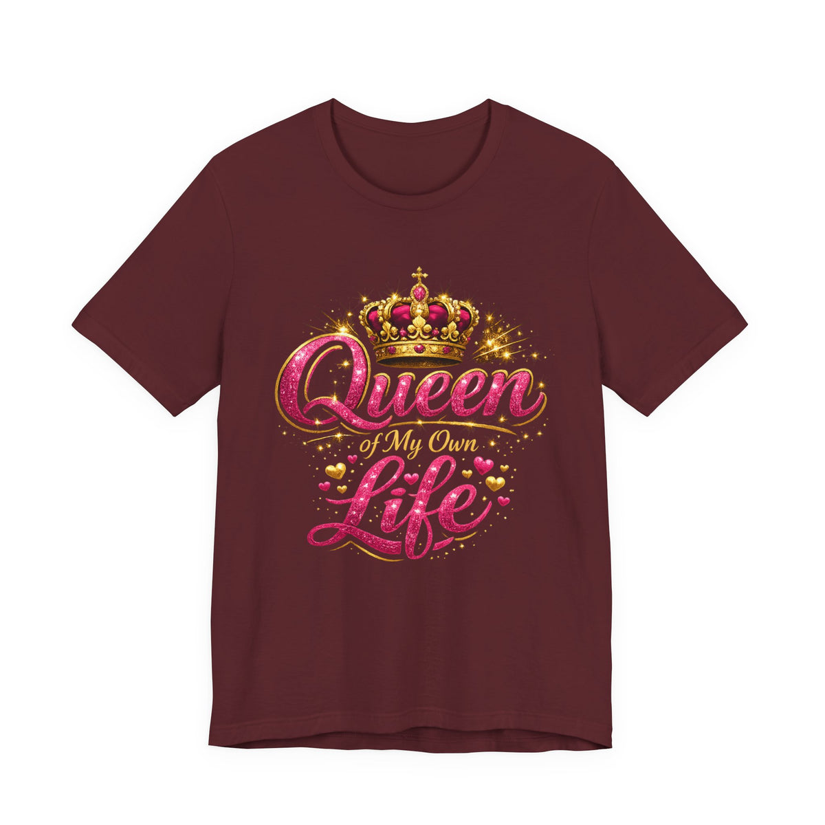 Queen of My Own Life T-Shirt | Crown Glitter Graphic Tee for Women