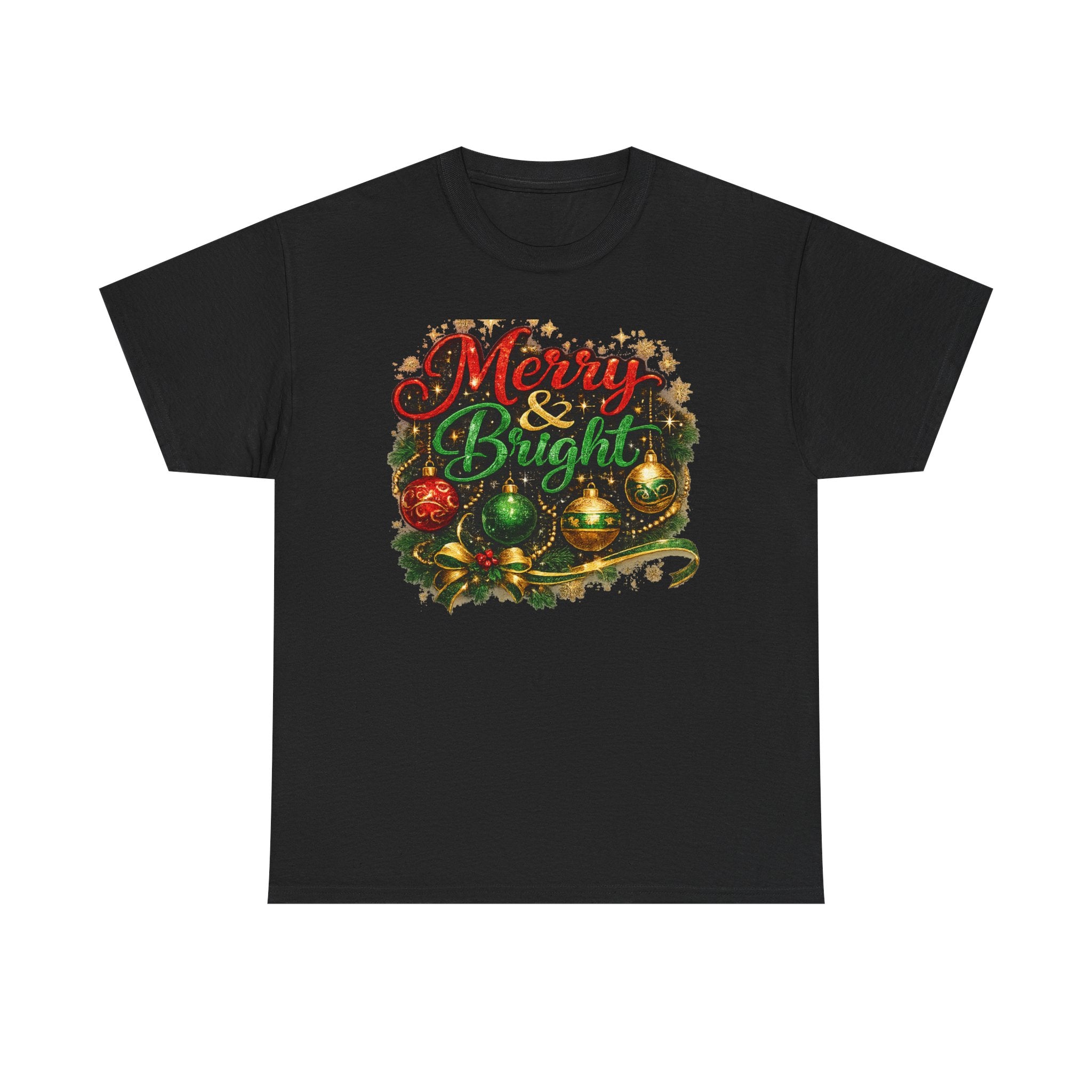 Merry and Bright Christmas Shirt – Glitter Holiday Tee | Classic Christmas Gift
