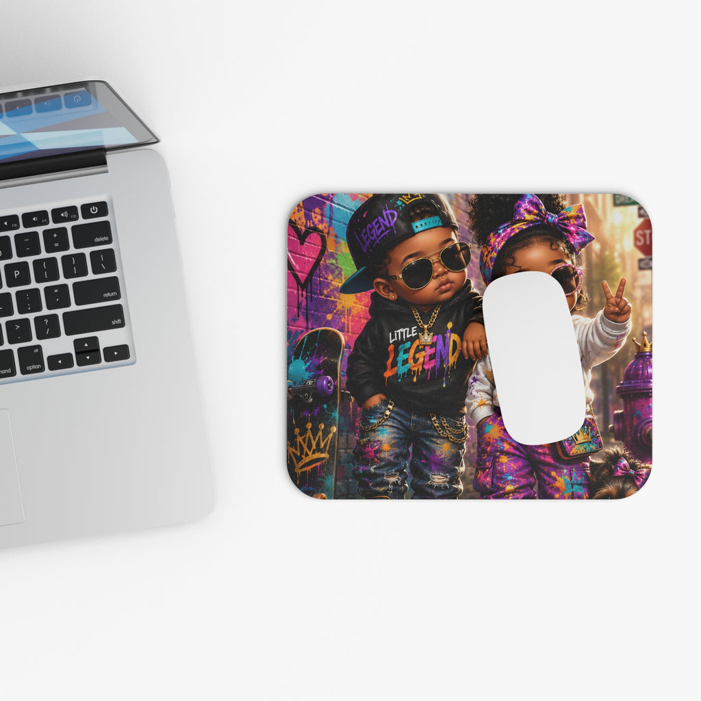 Little Legend & Little Queen Mouse Pad | Back to School Hip Hop Kids Desk Pad | Urban Streetwear Desk Accessory