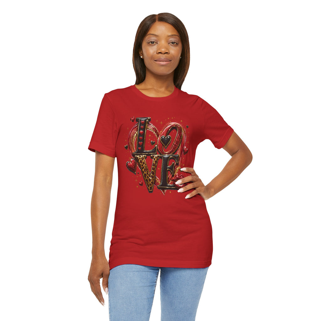 LOVE – Leopard Print & Glitter Valentine's Day T-Shirt