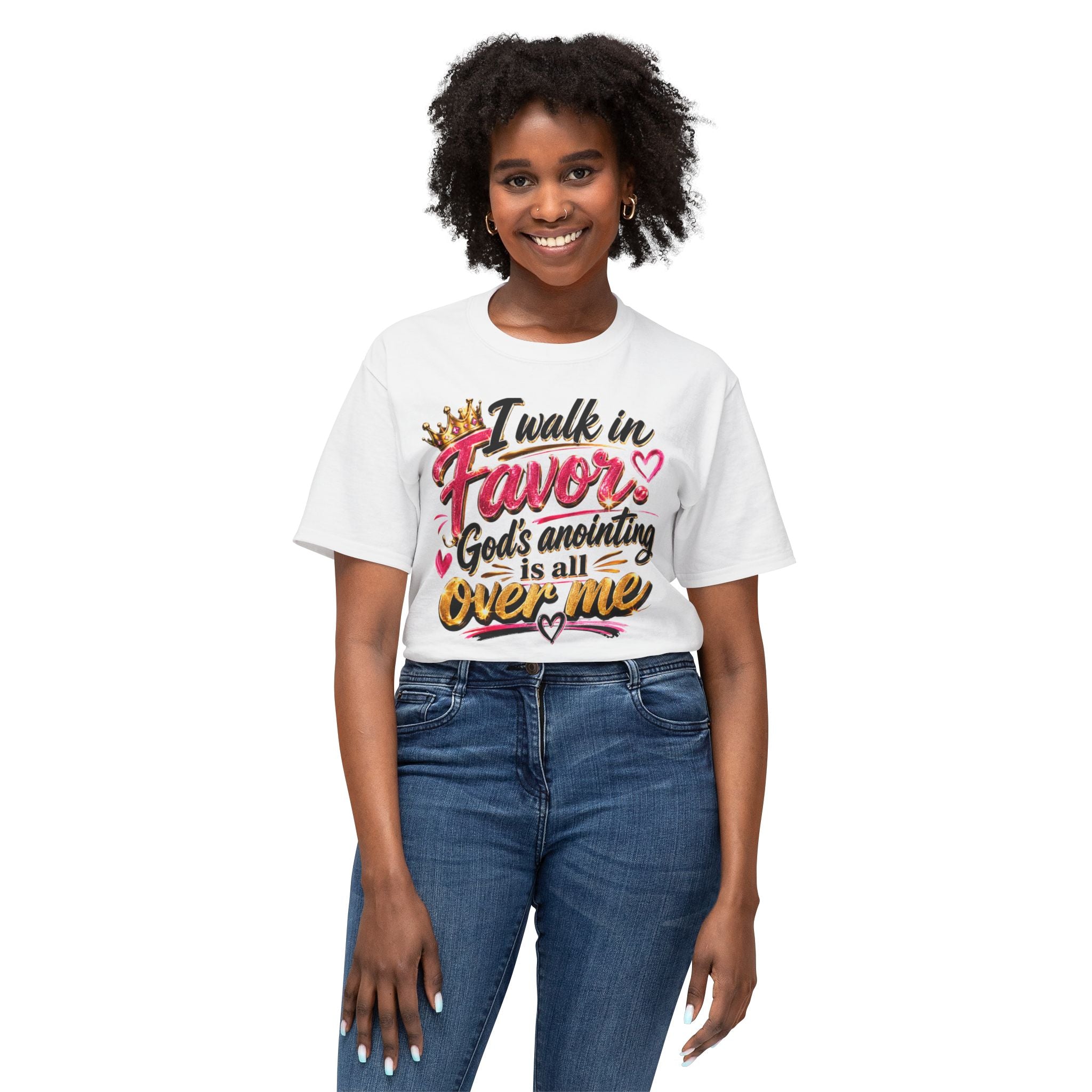"I Walk in Favor" God's Anointing Is All Over Me Graphic Tee – Faith & Empowerment Shirt
