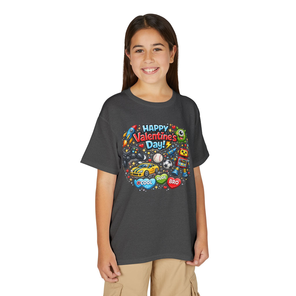 Happy Valentine's Day Cool Dude Bro Youth T-Shirt – Boys Gamer Robot Tee