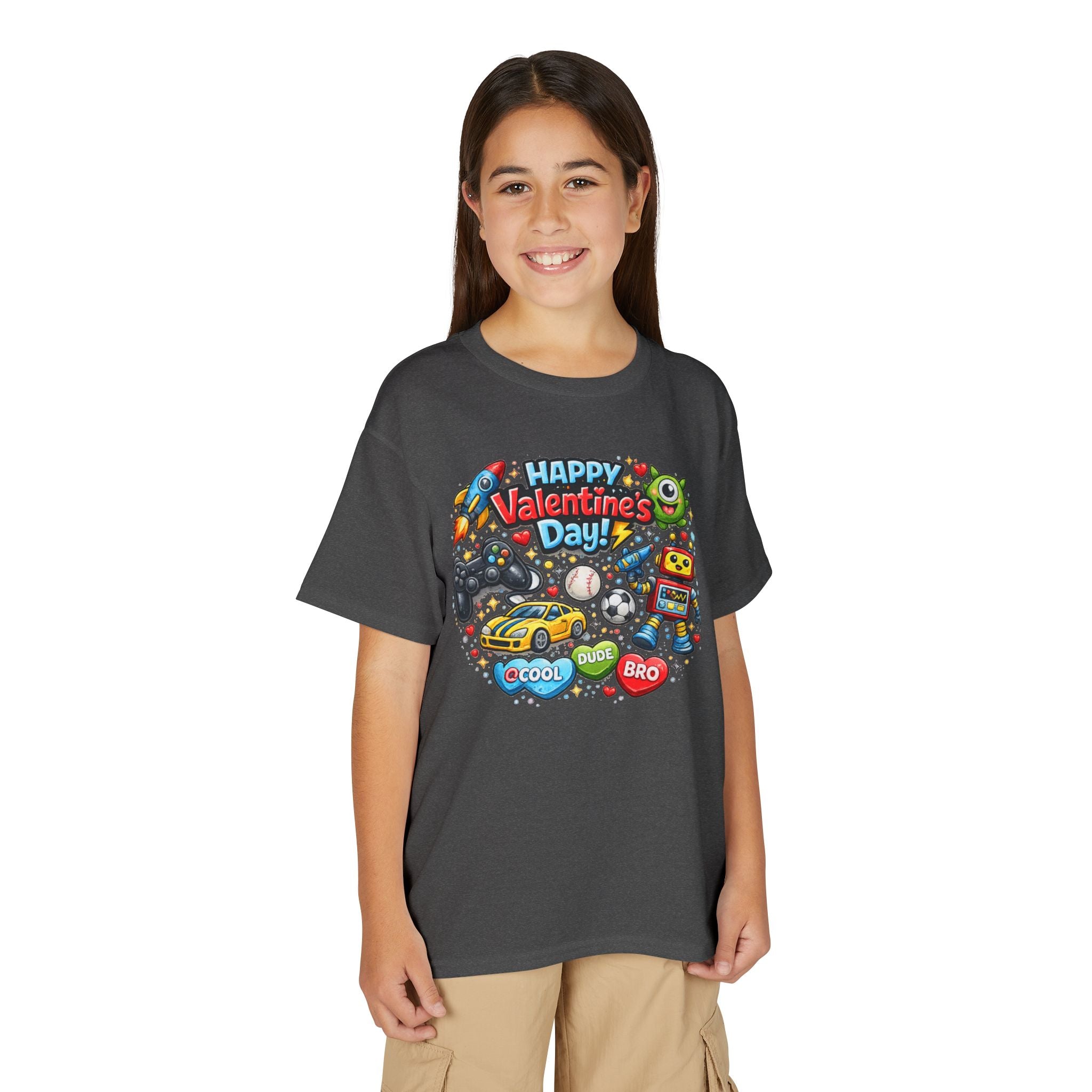 Happy Valentine's Day Cool Dude Bro Youth T-Shirt – Boys Gamer Robot Tee