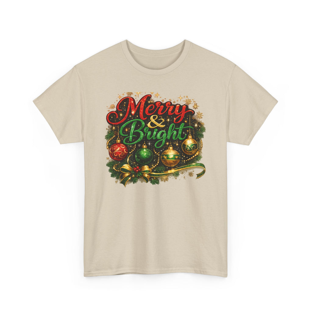 Merry and Bright Christmas Shirt – Glitter Holiday Tee | Classic Christmas Gift