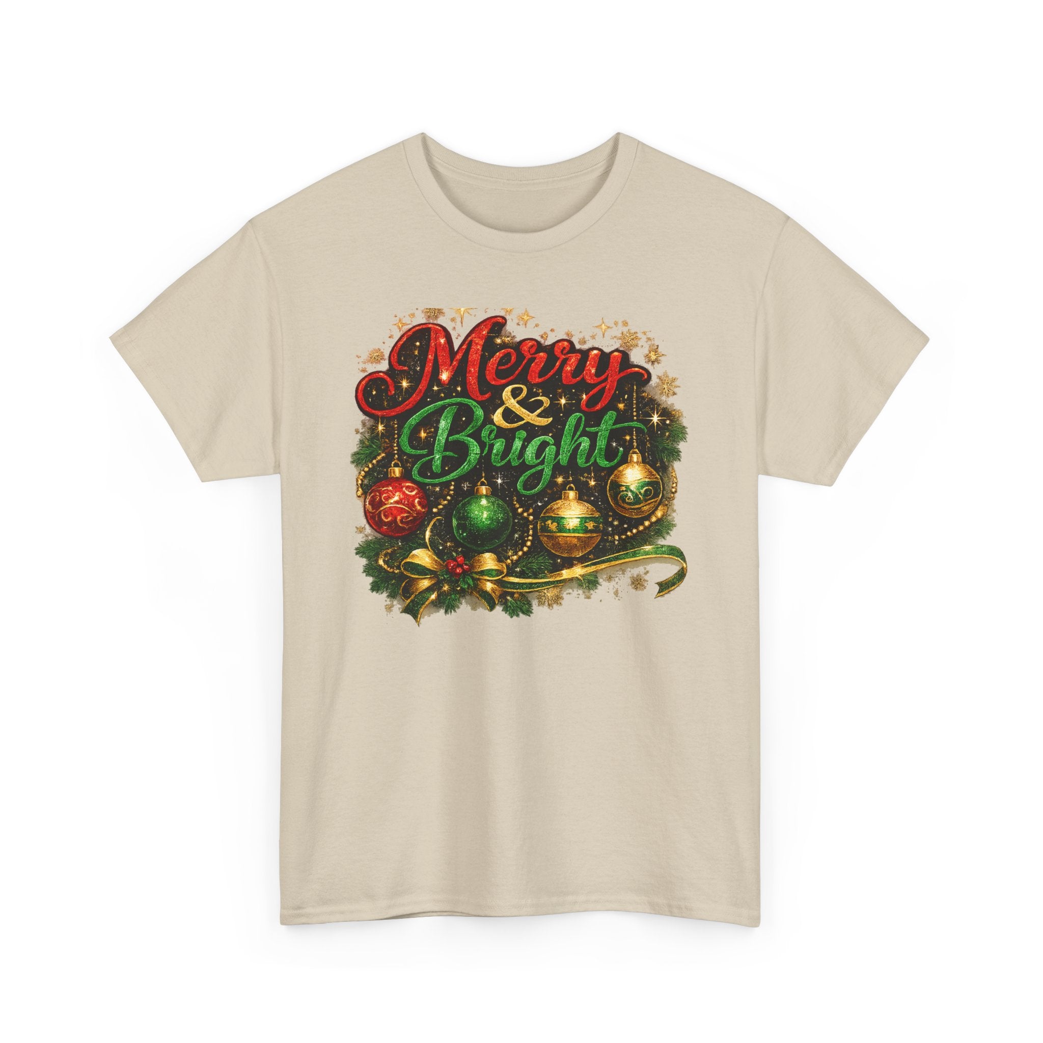 Merry and Bright Christmas Shirt – Glitter Holiday Tee | Classic Christmas Gift