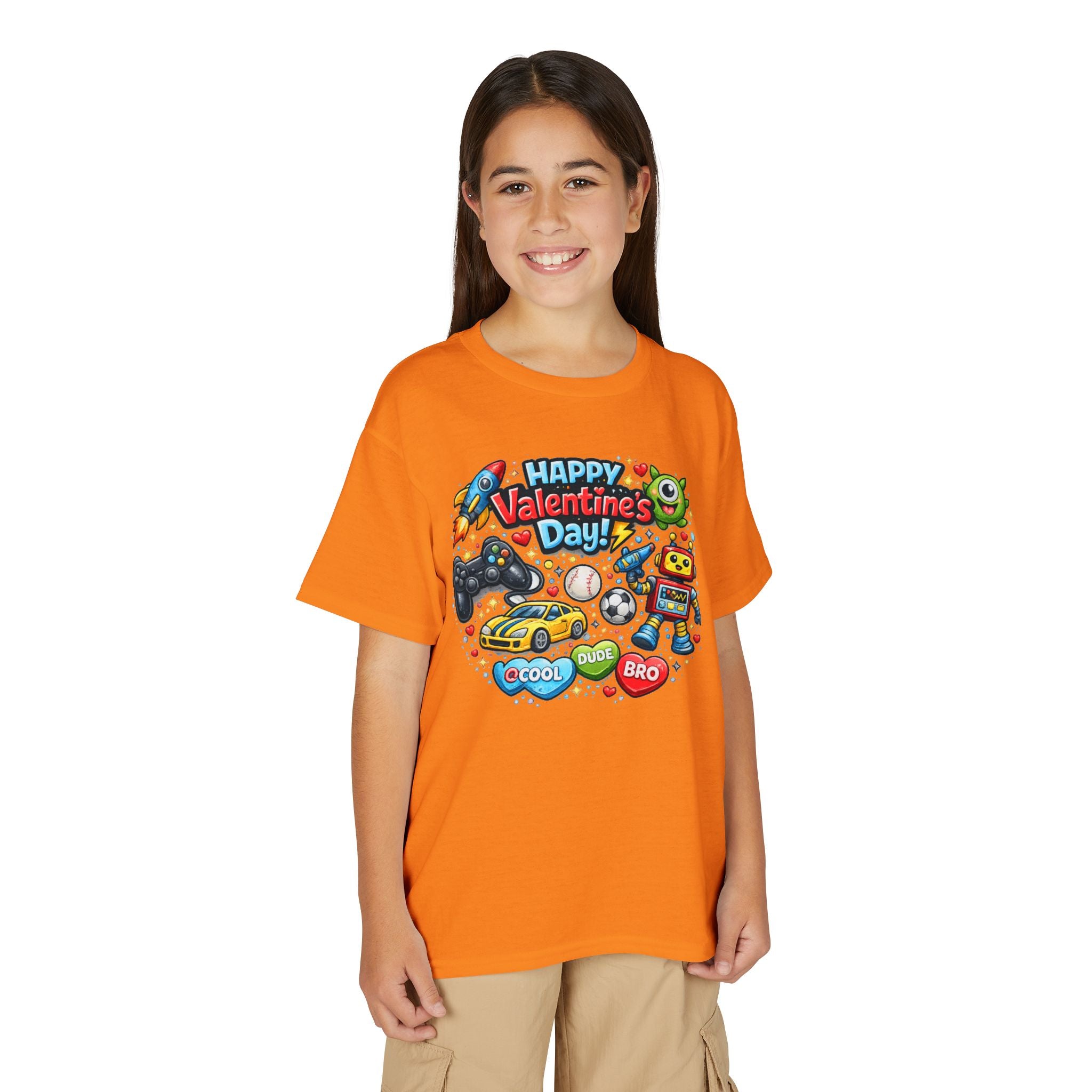 Happy Valentine's Day Cool Dude Bro Youth T-Shirt – Boys Gamer Robot Tee