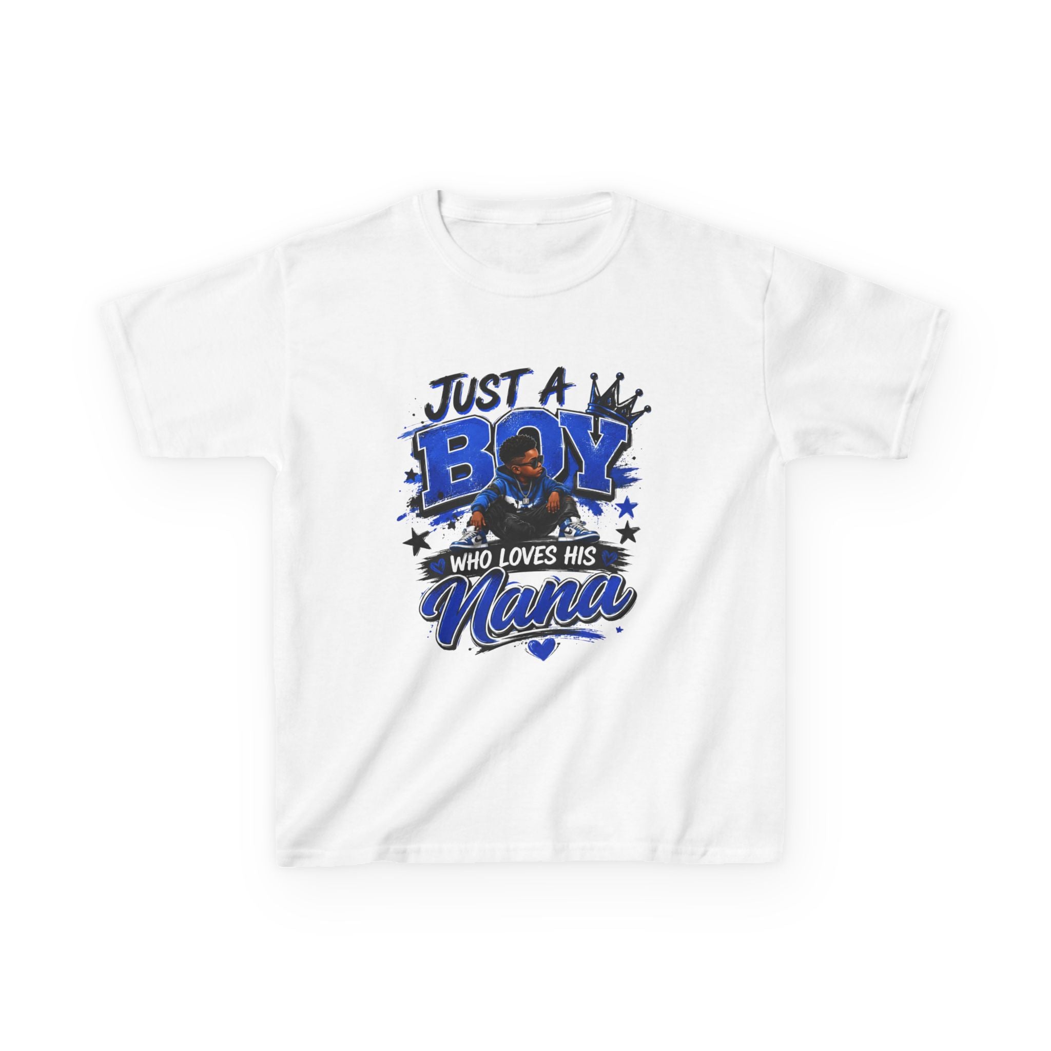 Just a Boy Who Loves His Nana T-Shirt | Hip Hop Kids Graphic Tee | Nana Gift Shirt for Boys