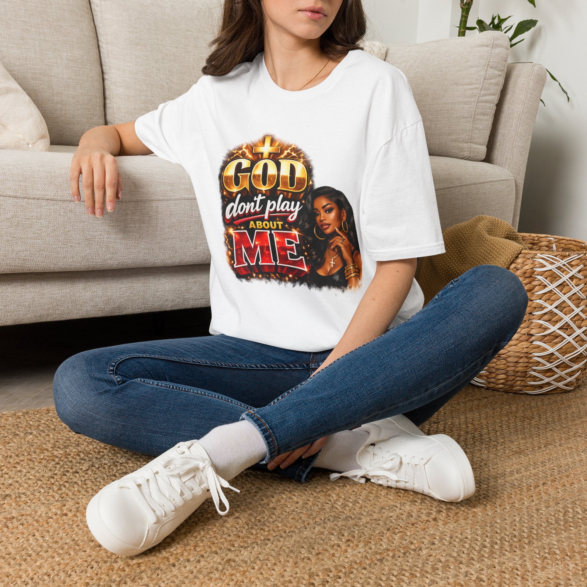 God Don't Play About Me T-Shirt | Faith & Confidence Tee | Bold Black Woman Graphic Tee