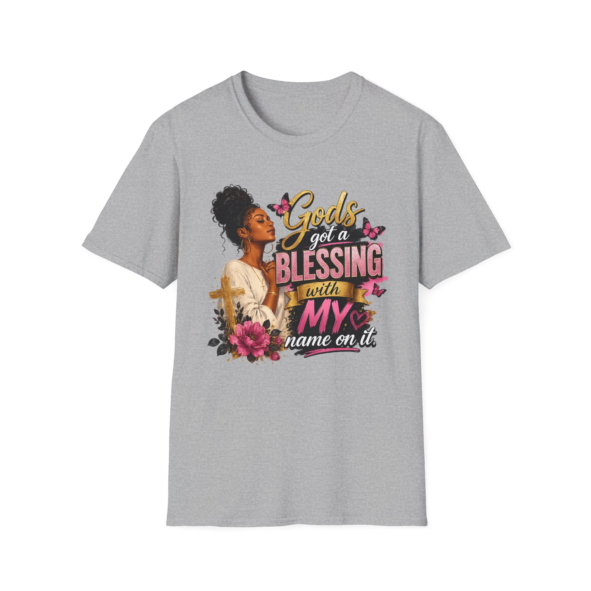 God's Got a Blessing With My Name On It T-Shirt | Faith Tee | Black Woman Prayer Graphic Tee