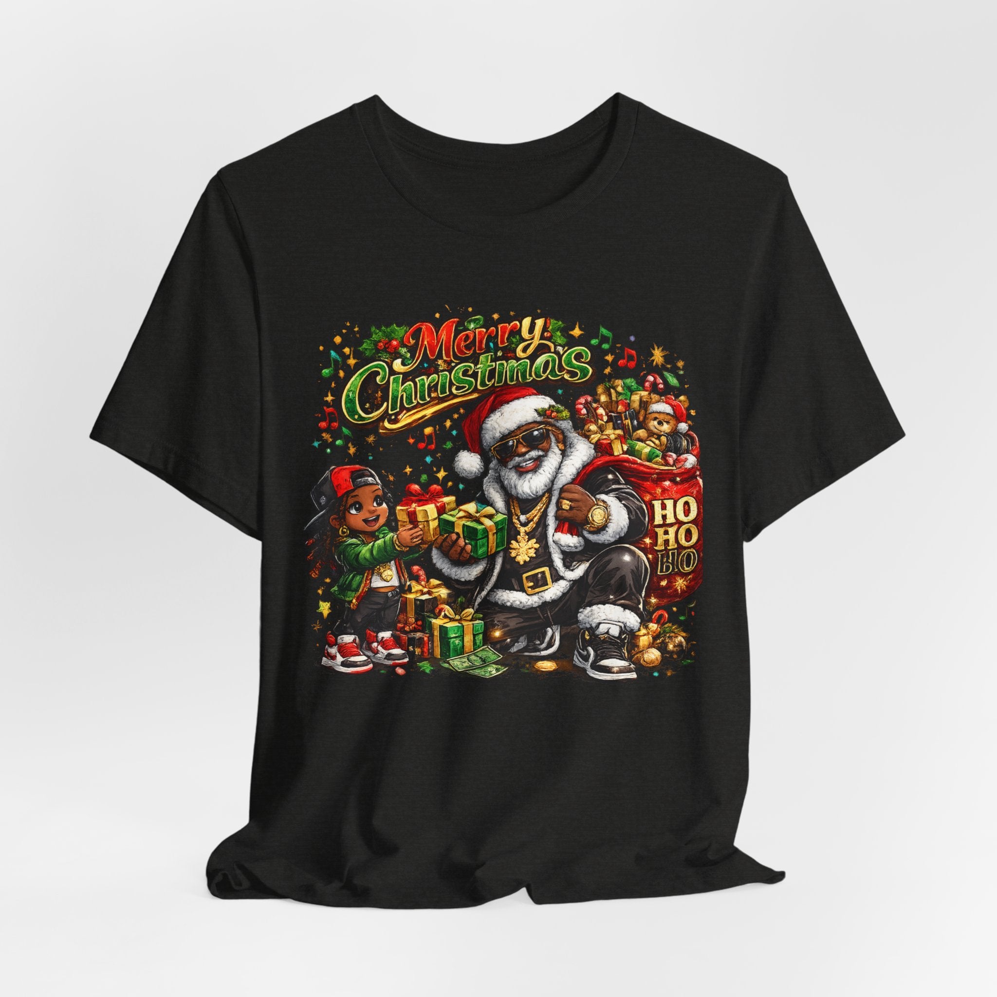 Black Santa Merry Christmas Shirt – Hip Hop Santa Gift Tee | Melanin Family Holiday Shirt