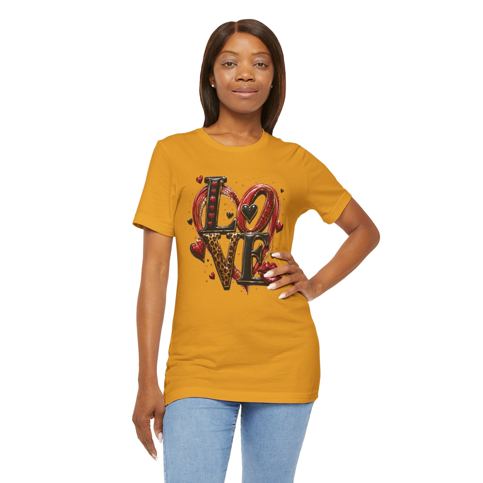 LOVE – Leopard Print & Glitter Valentine's Day T-Shirt