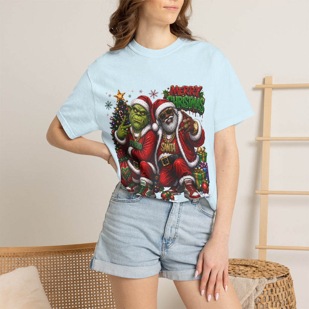 Santa and Friend Merry Christmas Shirt – Hip Hop Holiday Tee | Funny Christmas Gift