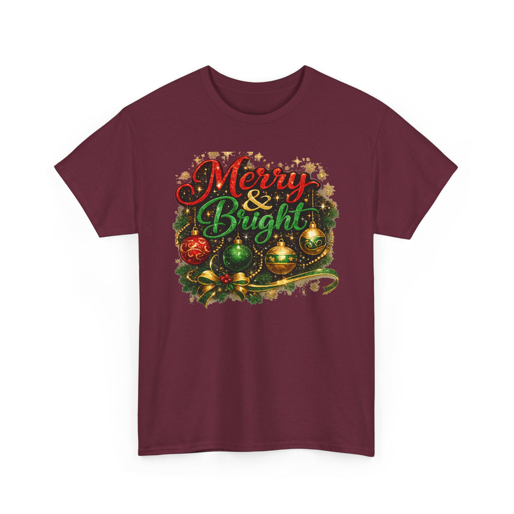 Merry and Bright Christmas Shirt – Glitter Holiday Tee | Classic Christmas Gift