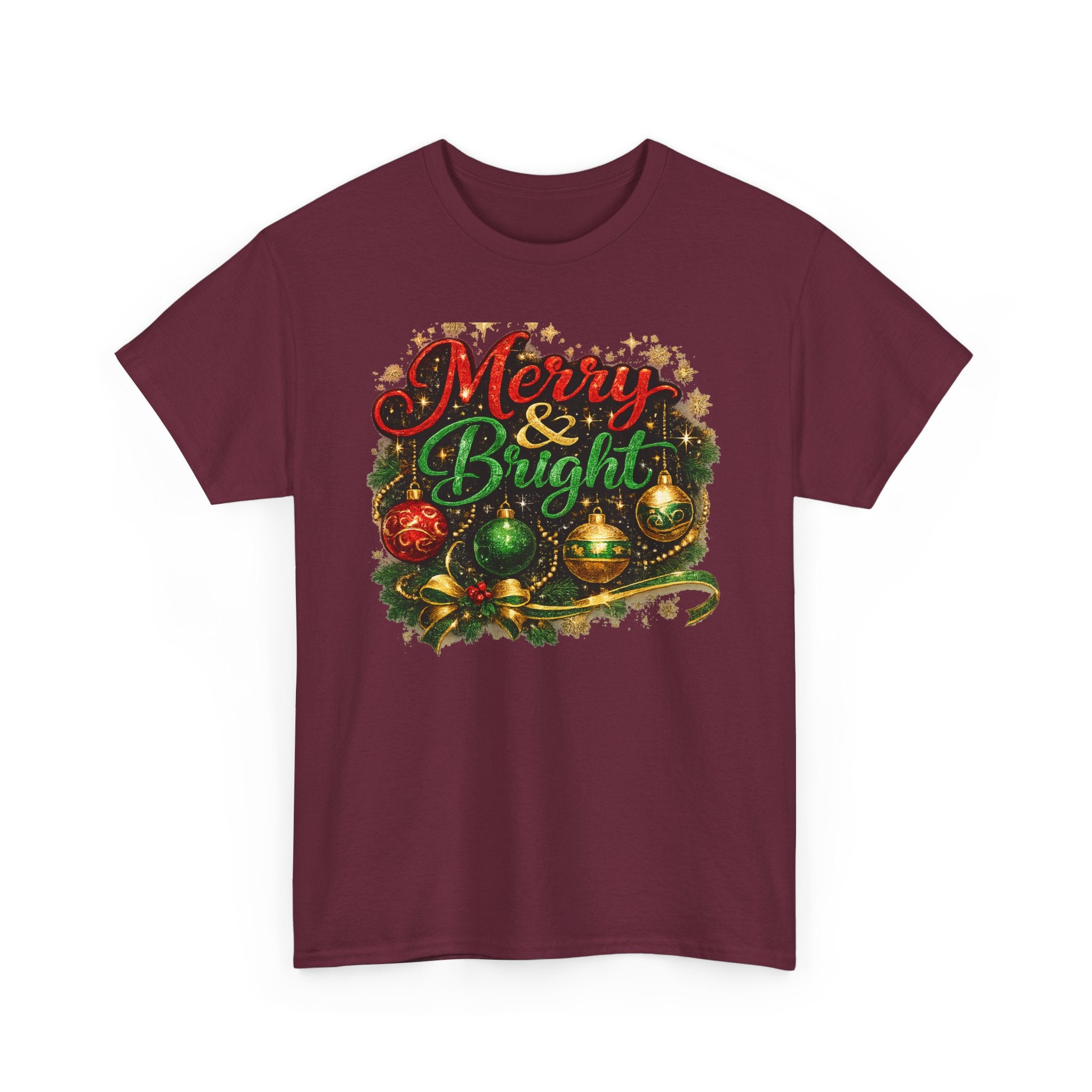 Merry and Bright Christmas Shirt – Glitter Holiday Tee | Classic Christmas Gift