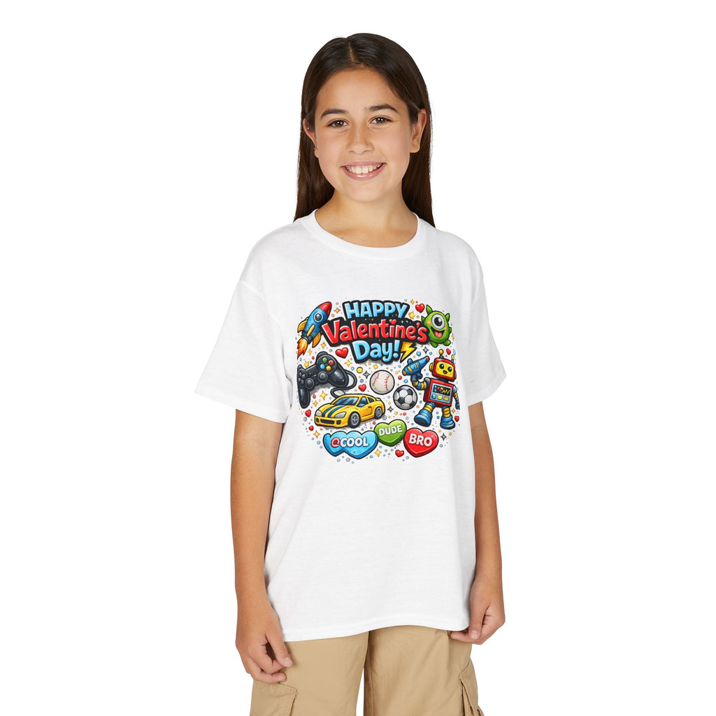 Happy Valentine's Day Cool Dude Bro Youth T-Shirt – Boys Gamer Robot Tee