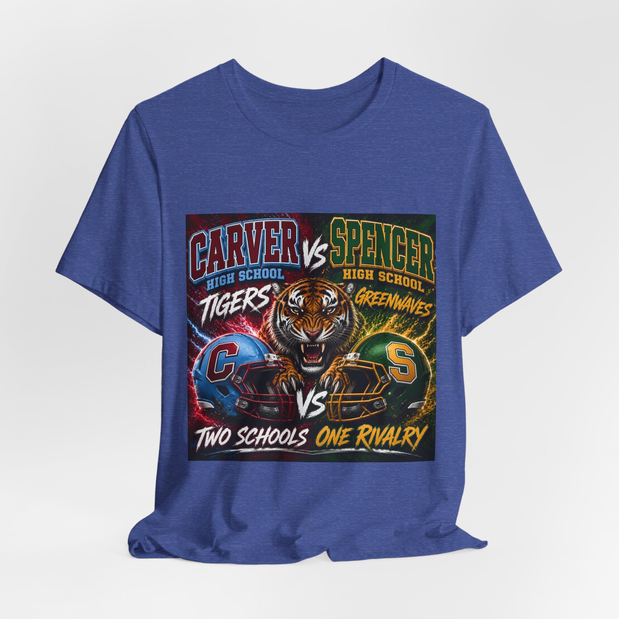 Carver vs Spencer High School Rivalry T-Shirt | Tigers vs Greenwaves Two Schools One Rivalry Tee