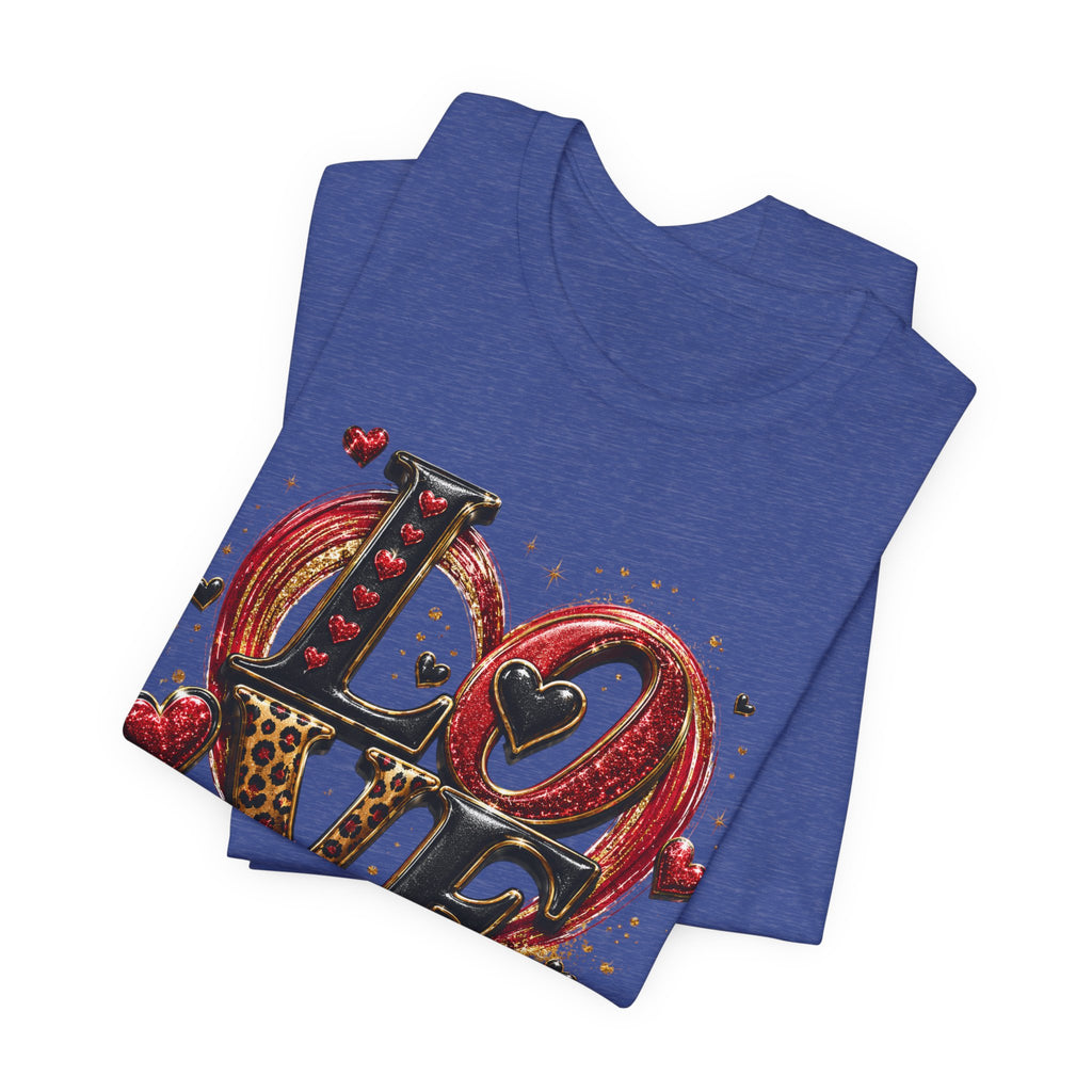 LOVE – Leopard Print & Glitter Valentine's Day T-Shirt