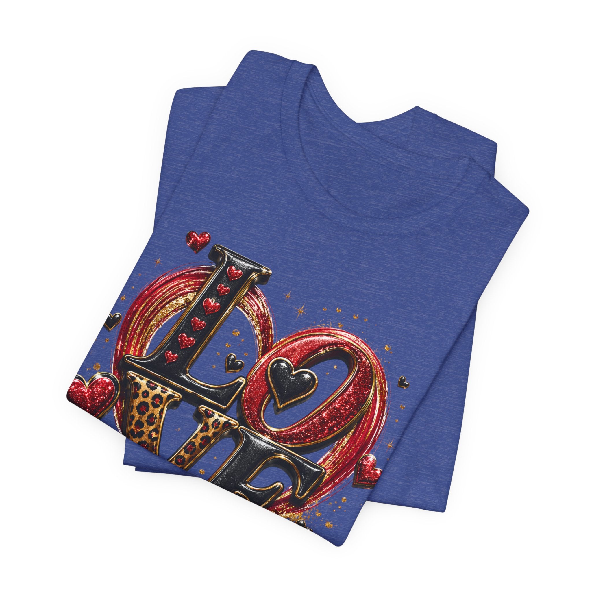 LOVE – Leopard Print & Glitter Valentine's Day T-Shirt