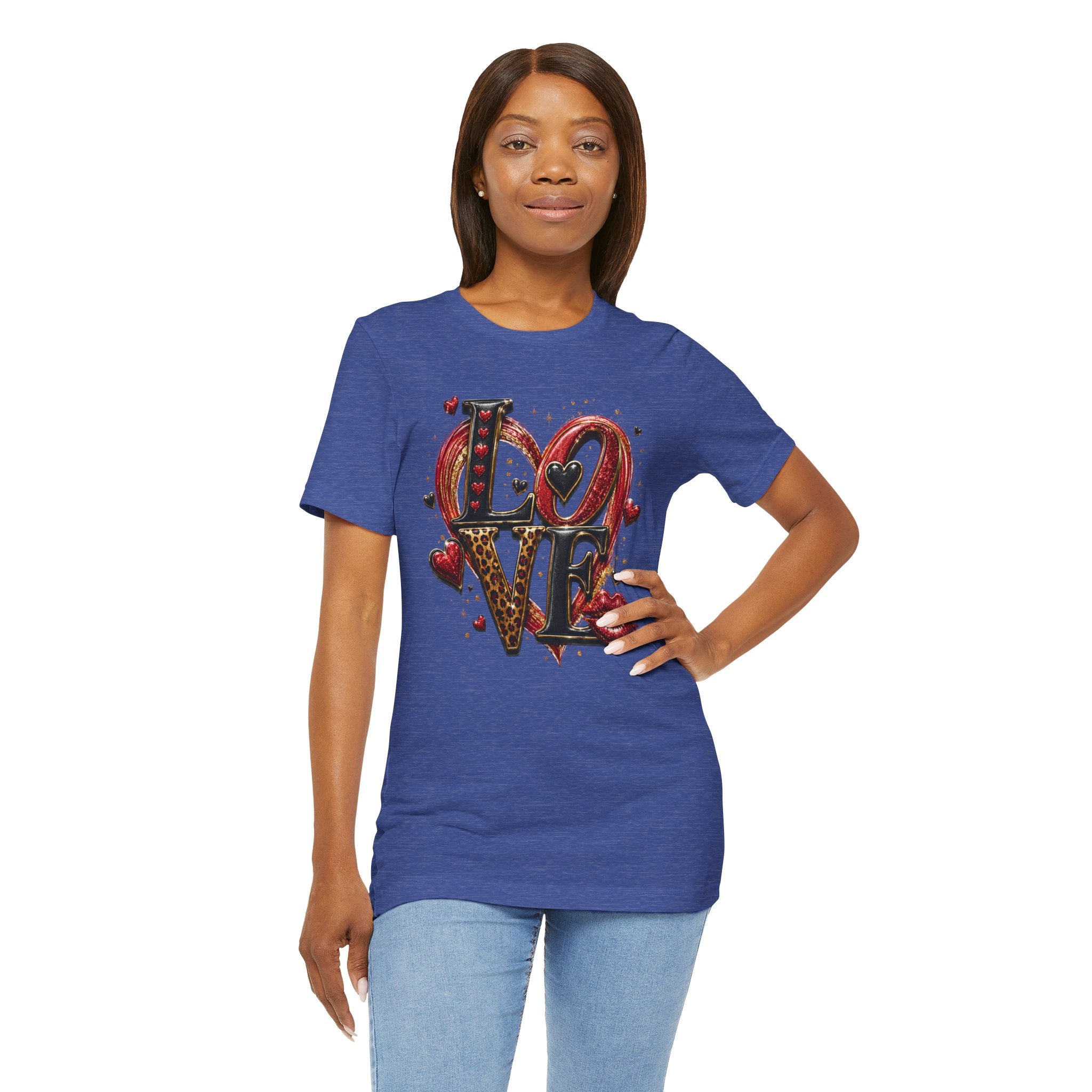LOVE – Leopard Print & Glitter Valentine's Day T-Shirt