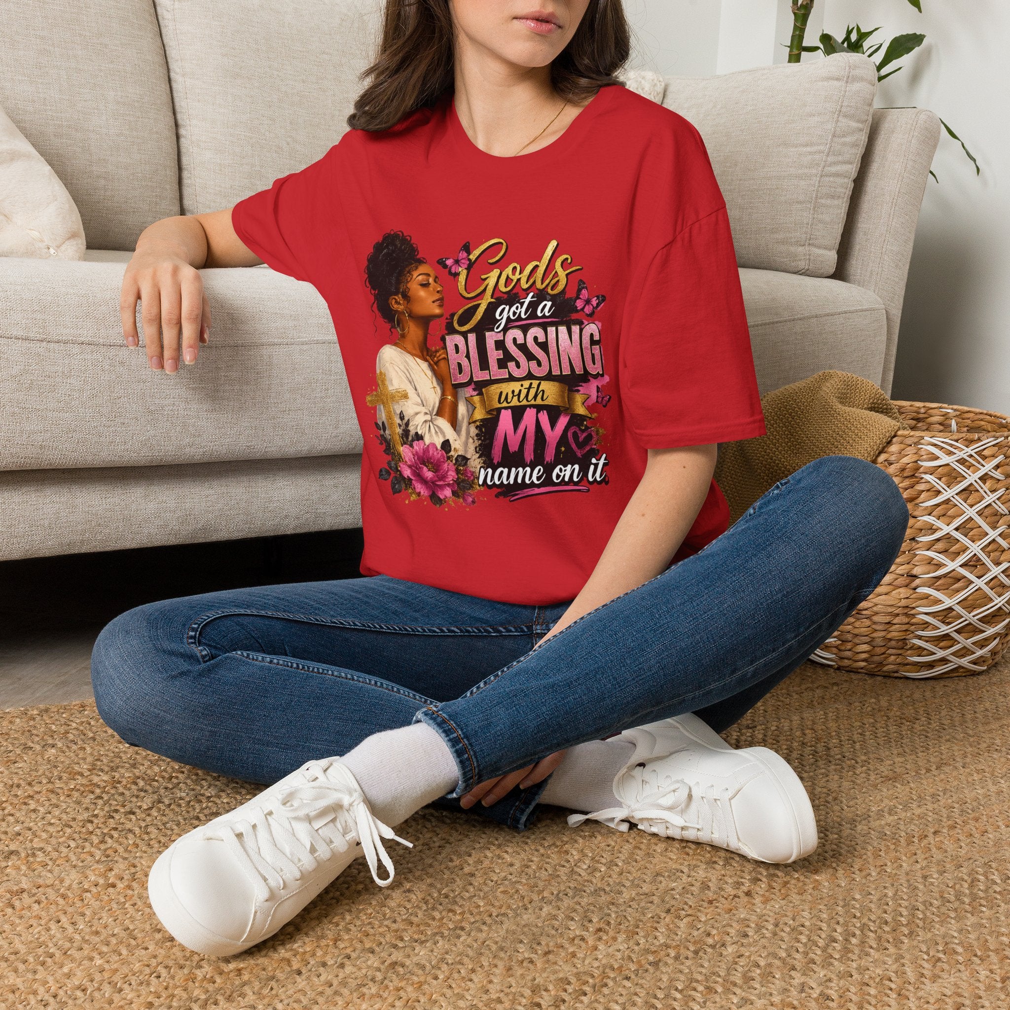 God's Got a Blessing With My Name On It T-Shirt | Faith Tee | Black Woman Prayer Graphic Tee