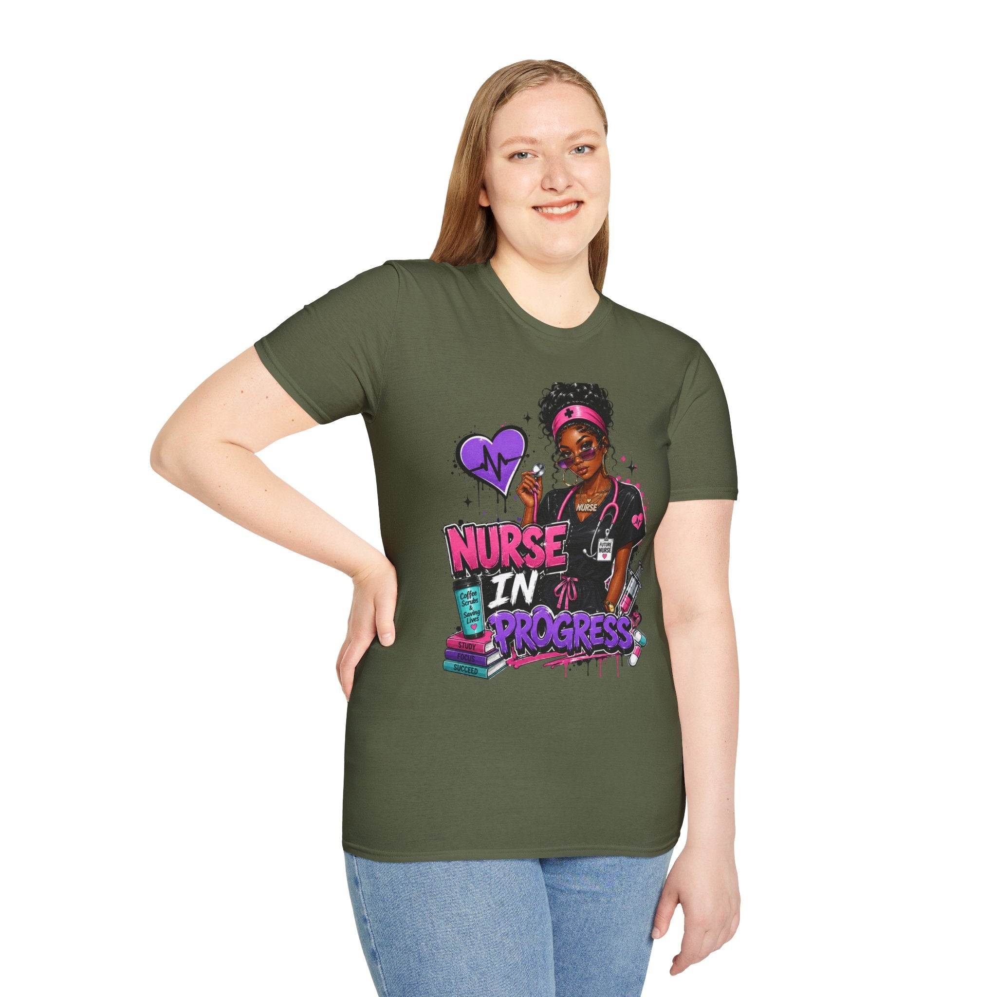 Nurse In Progress T-Shirt | Future Nurse Gift | Black Girl Nurse Graphic Tee