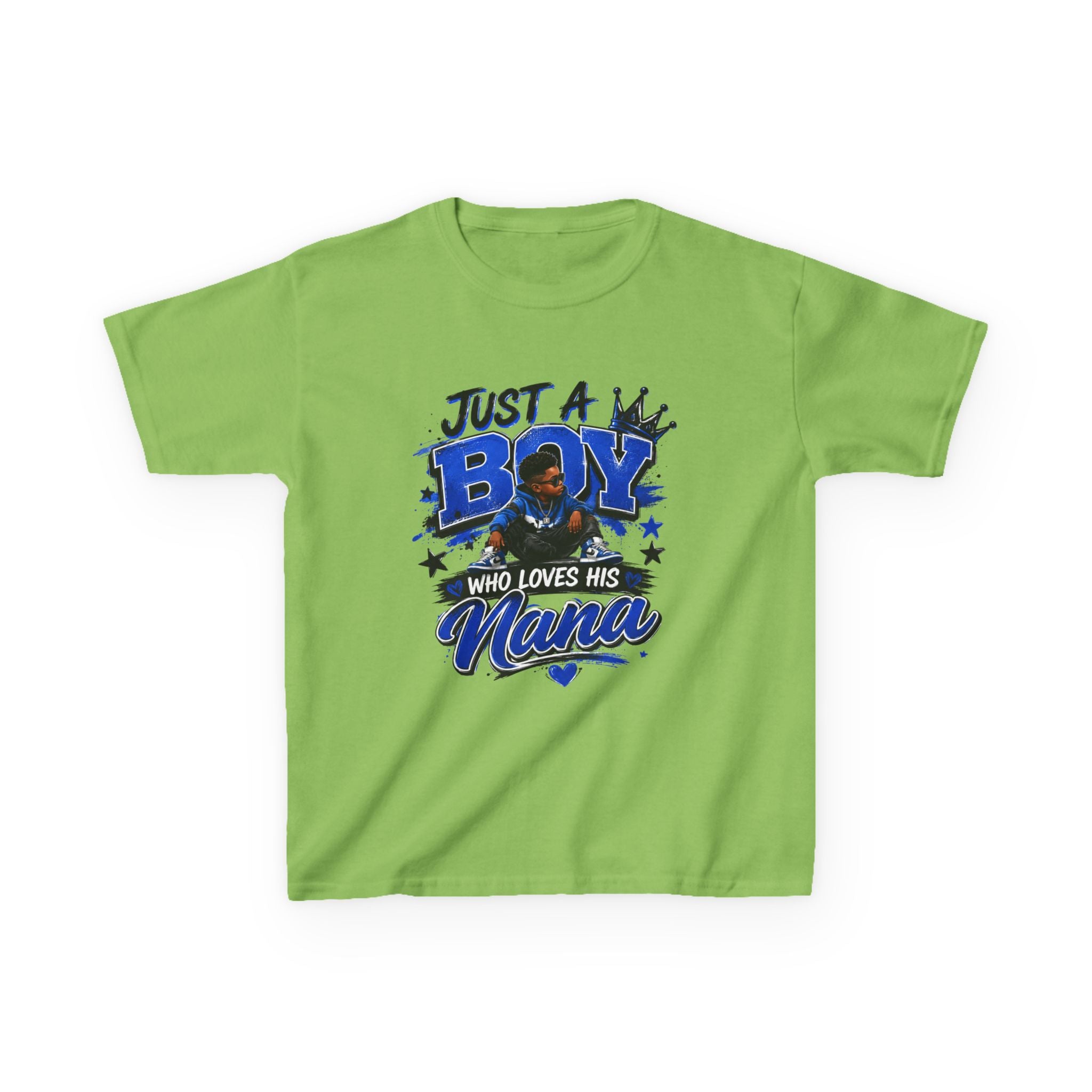 Just a Boy Who Loves His Nana T-Shirt | Hip Hop Kids Graphic Tee | Nana Gift Shirt for Boys