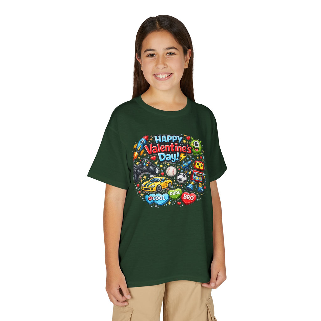 Happy Valentine's Day Cool Dude Bro Youth T-Shirt – Boys Gamer Robot Tee