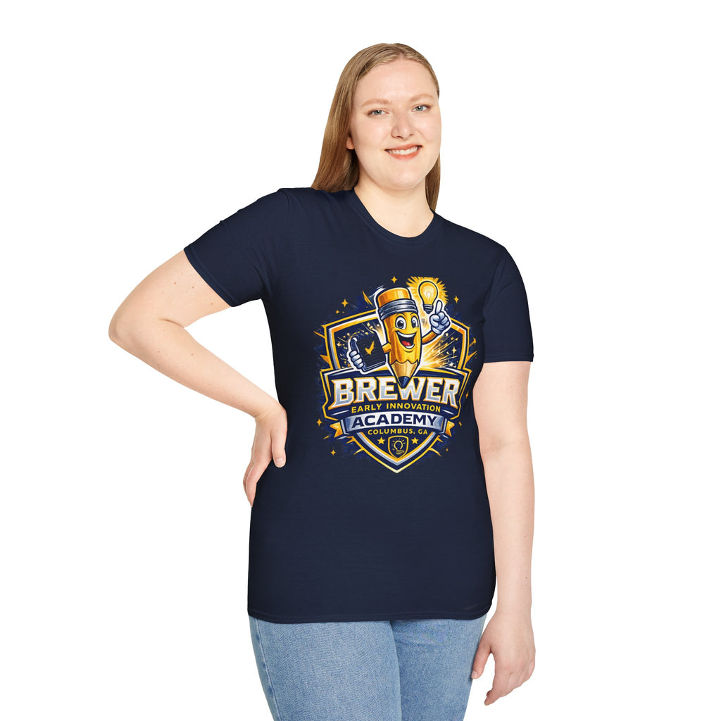 Brewer Early Innovation Academy T-Shirt | Columbus GA School Spirit Tee | BEIA Pencil Mascot Graphic Tee