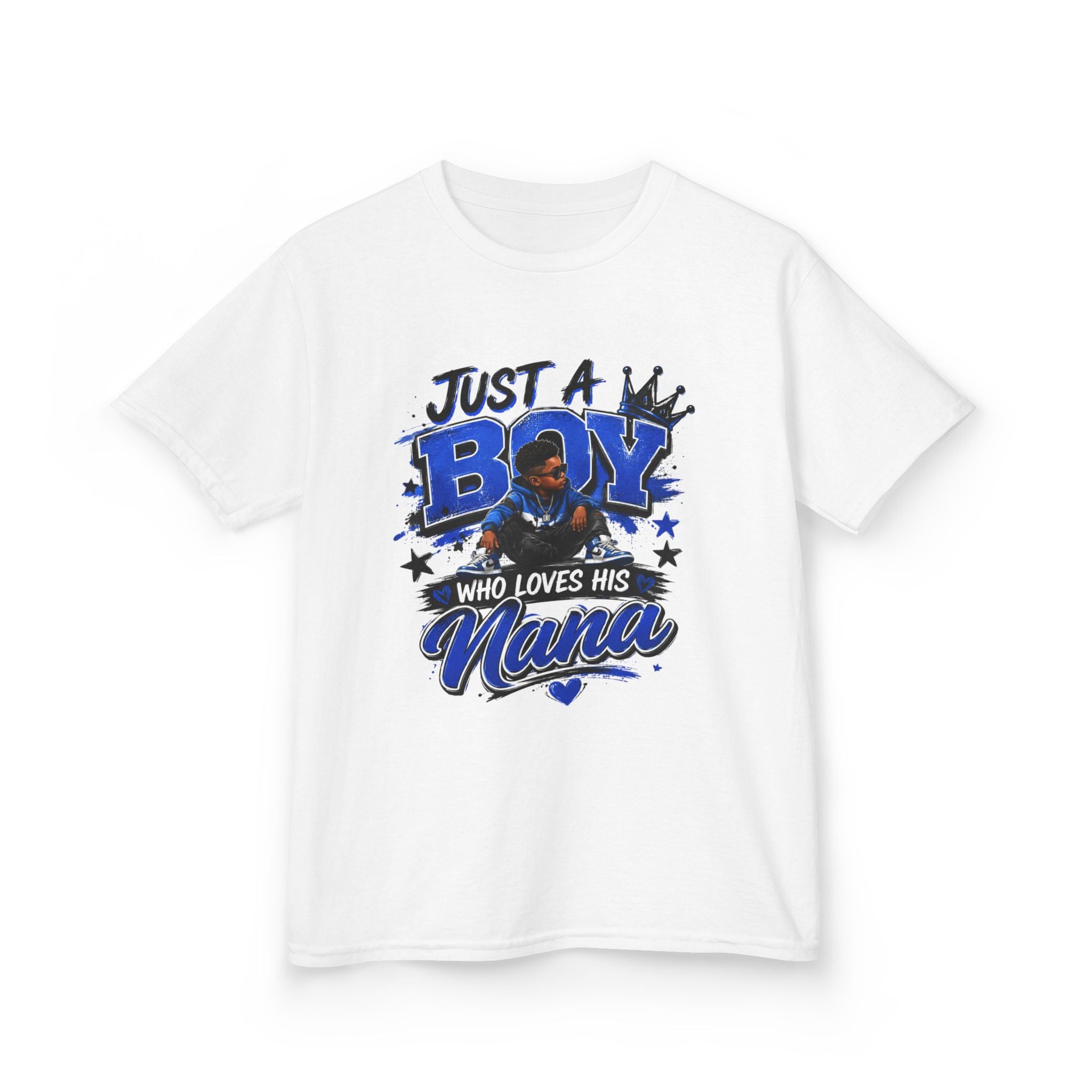 Just a Boy Who Loves His Nana T-Shirt | Hip Hop Kids Graphic Tee | Nana Gift Shirt for Boys