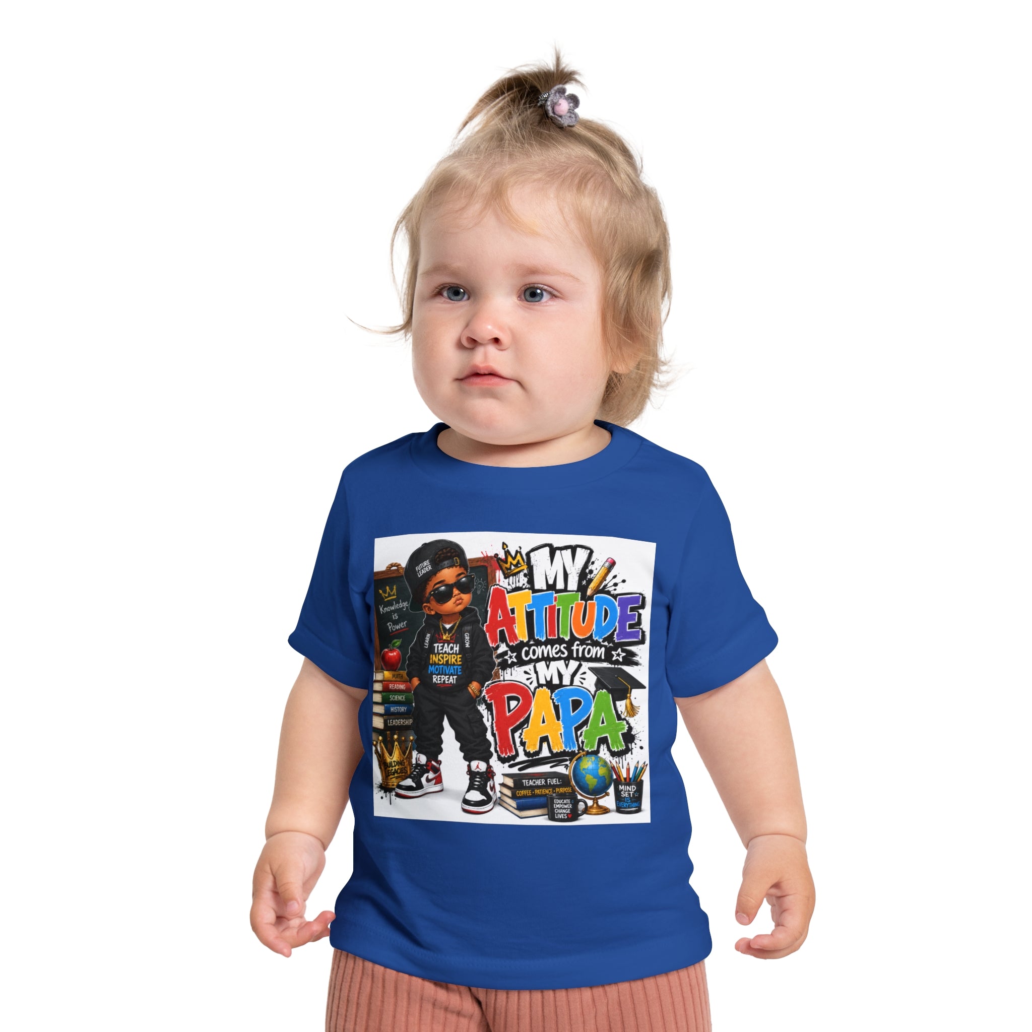 Baby T-Shirt "My Attitude Comes From My Papa" — Cute Hip-Hop Infant Tee for Grandparents, Daddy’s Little One, Gift for Father's Day