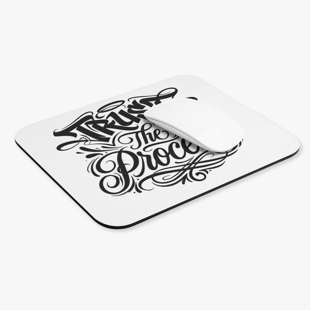 Trust the Process Mouse Pad – Black & White Ornate Lettering Desk Accessory