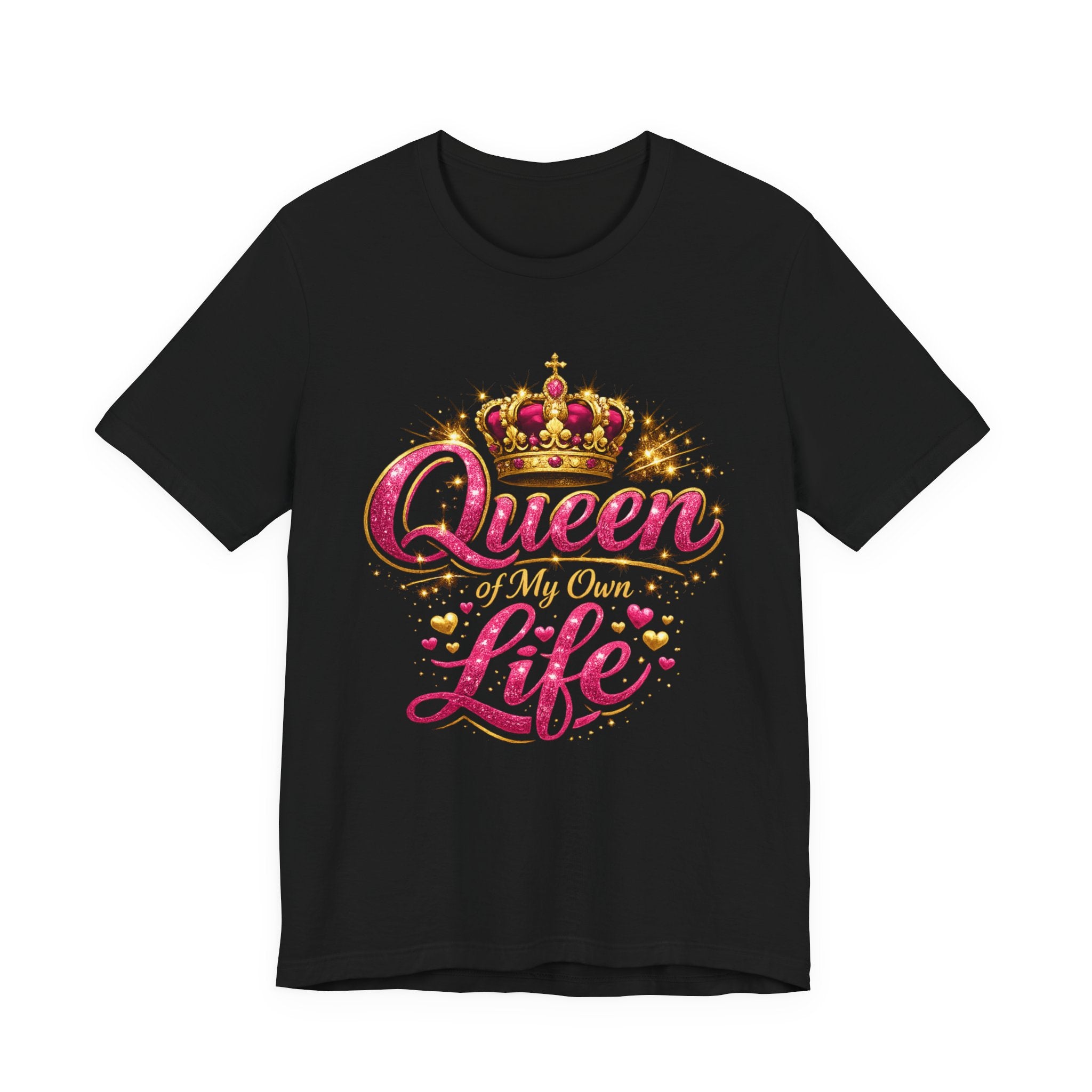 Queen of My Own Life T-Shirt | Crown Glitter Graphic Tee for Women