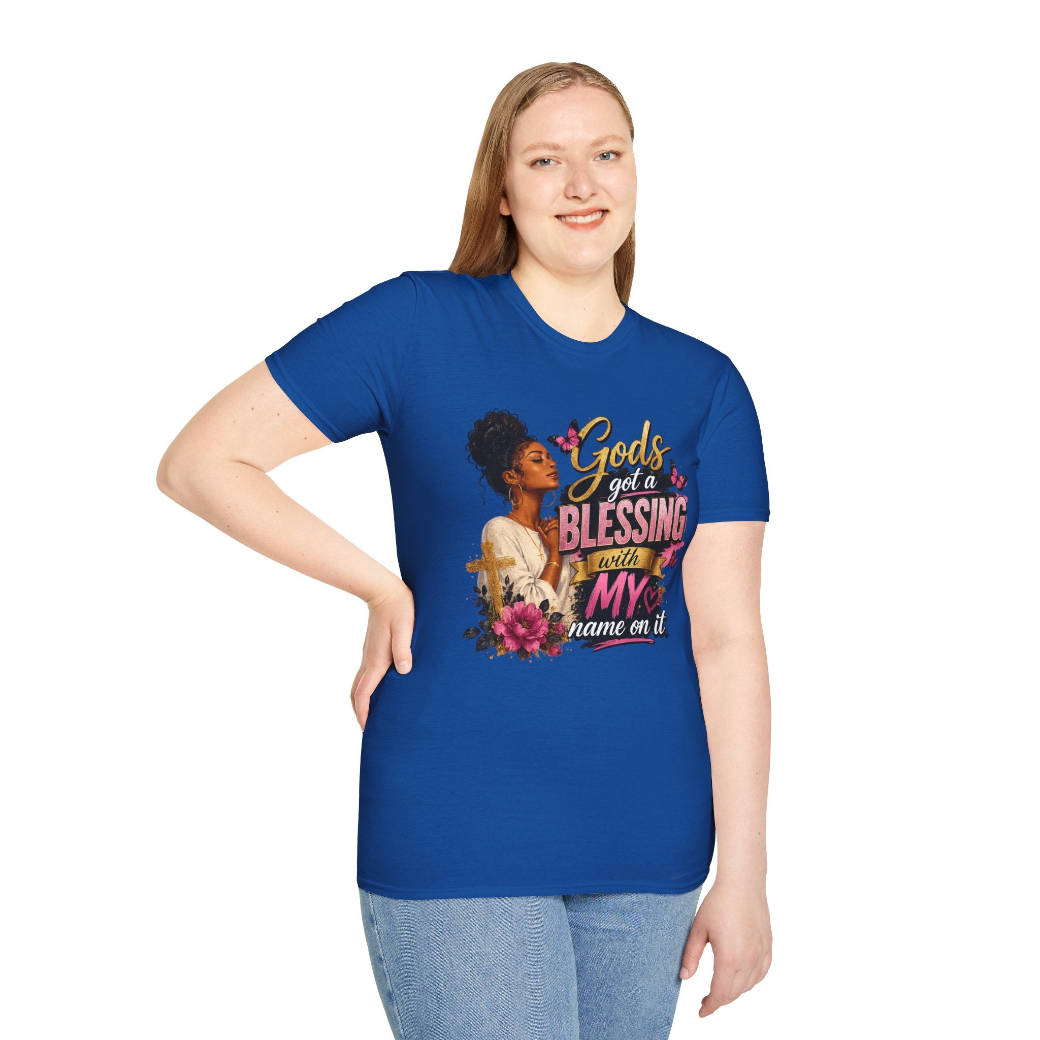 God's Got a Blessing With My Name On It T-Shirt | Faith Tee | Black Woman Prayer Graphic Tee