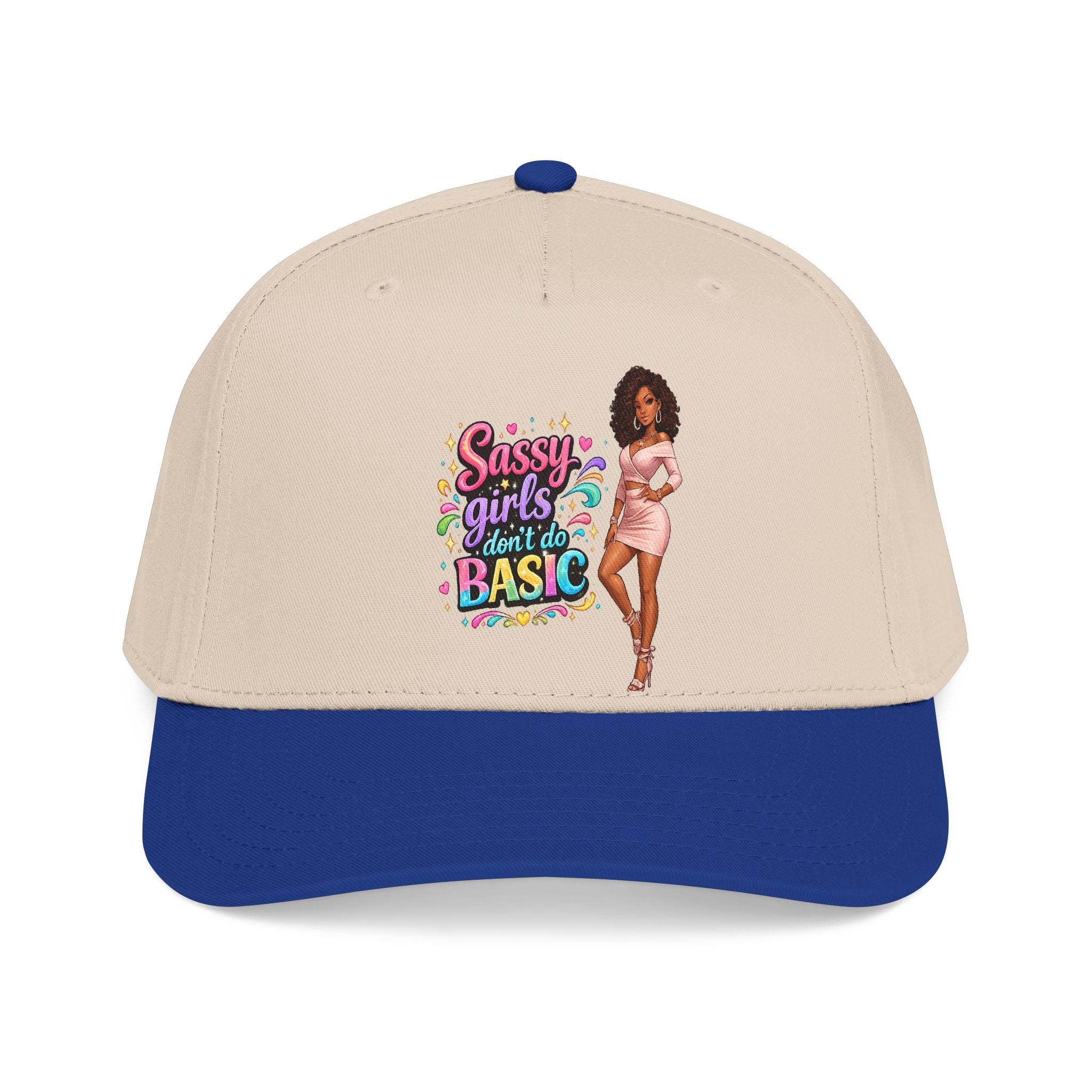 Sassy Girls Don't Do Basic Ball Cap – Royal/Natural
