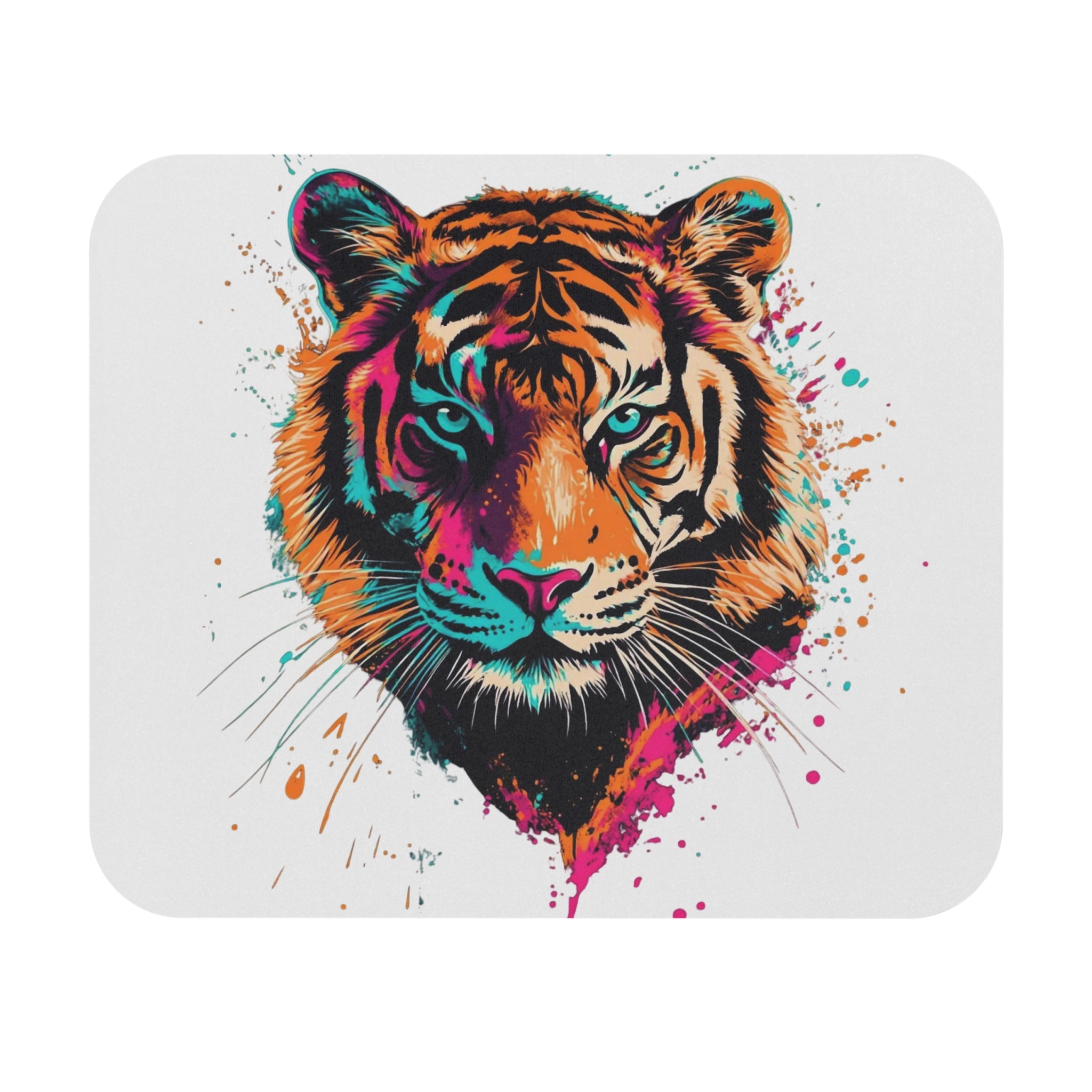 Neon Tiger Mouse Pad – Bold Colorful Wild Animal Graphic Desk Accessory